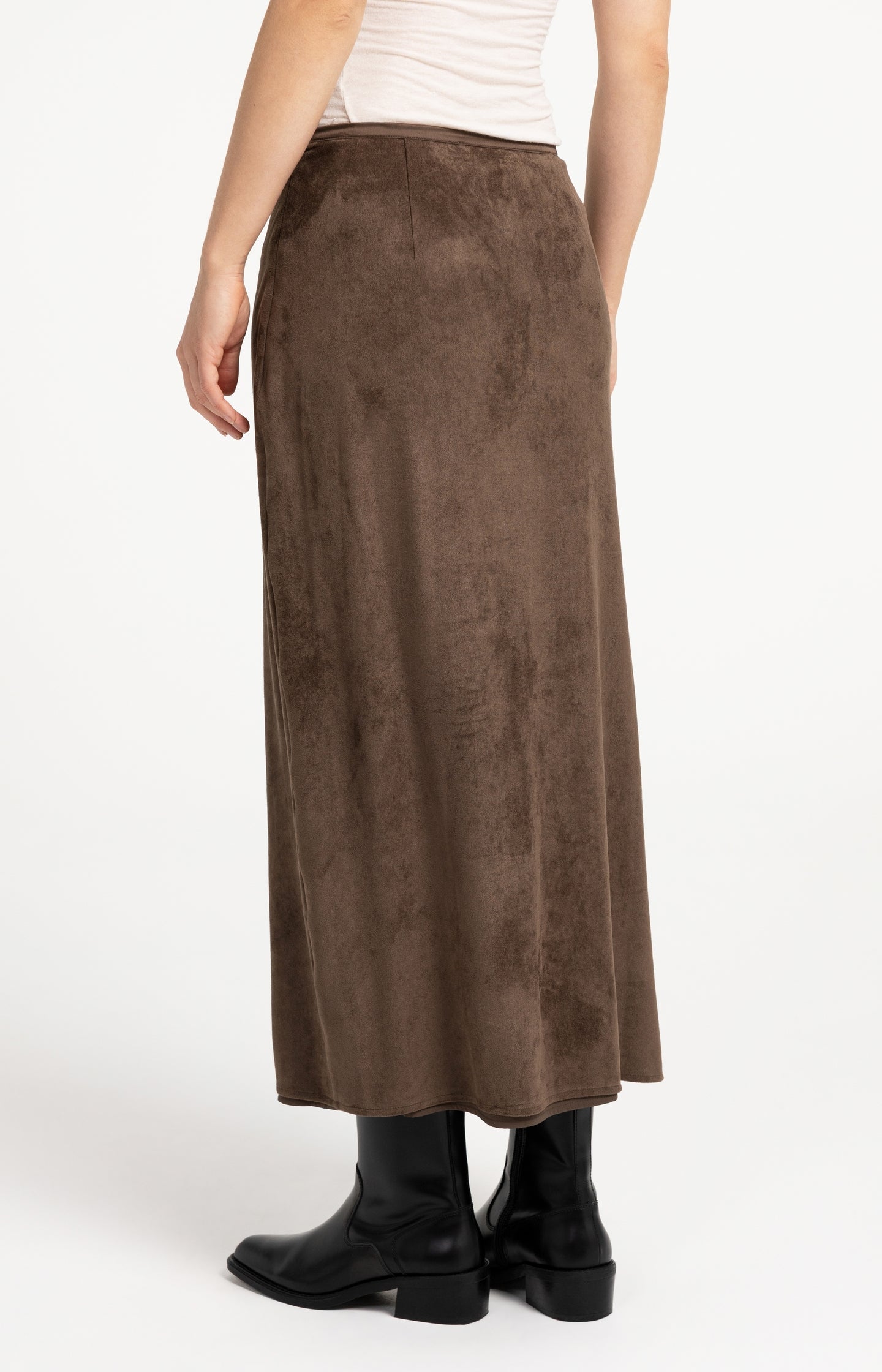 Suedine skirt with layered detail