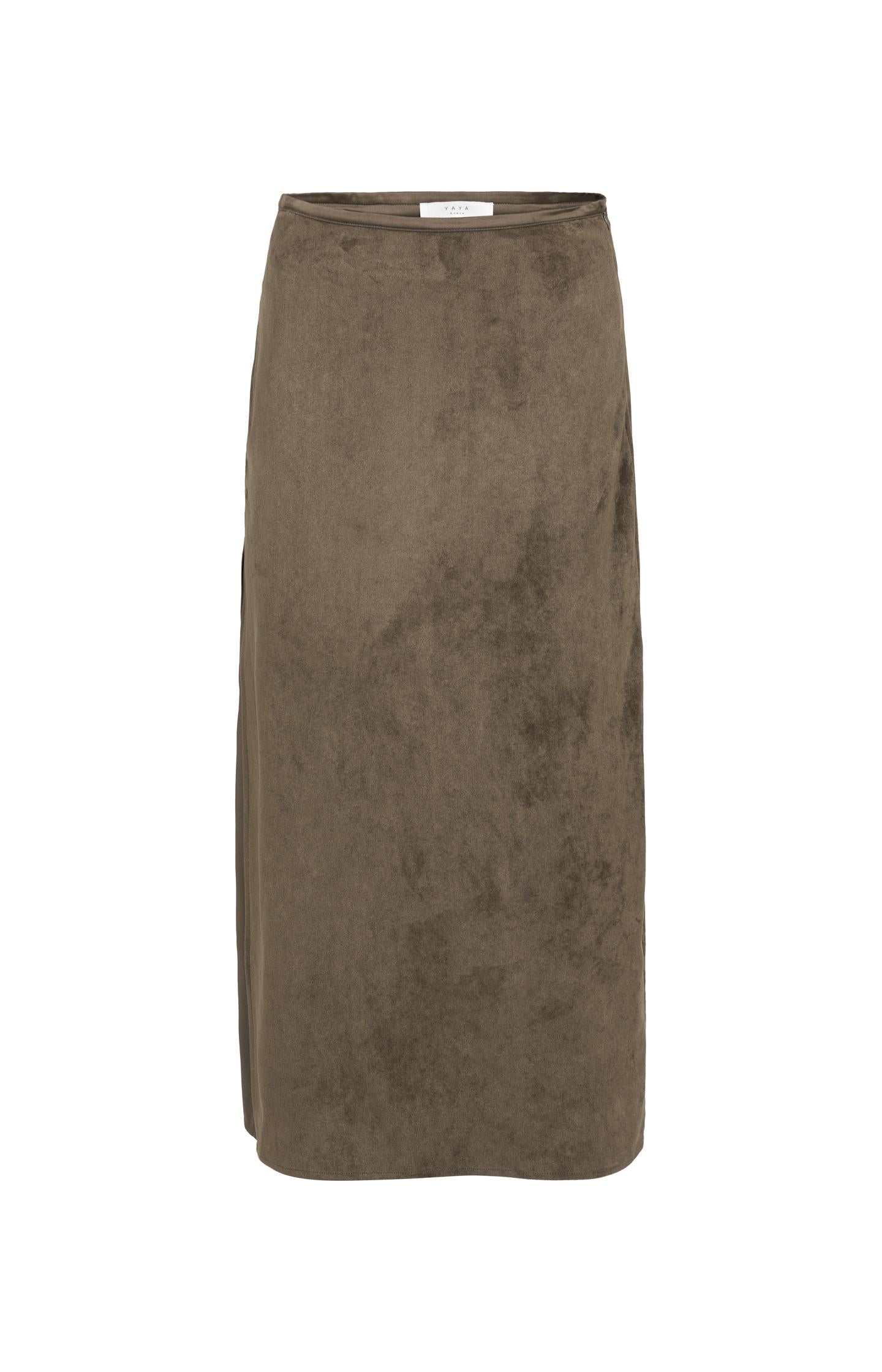 Suedine skirt with layered detail