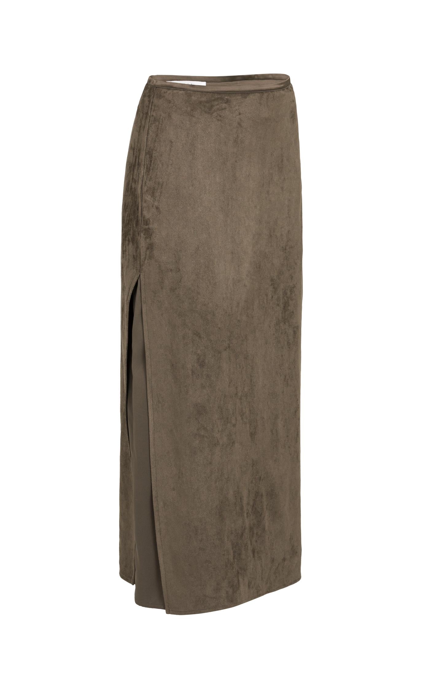 Suedine skirt with layered detail