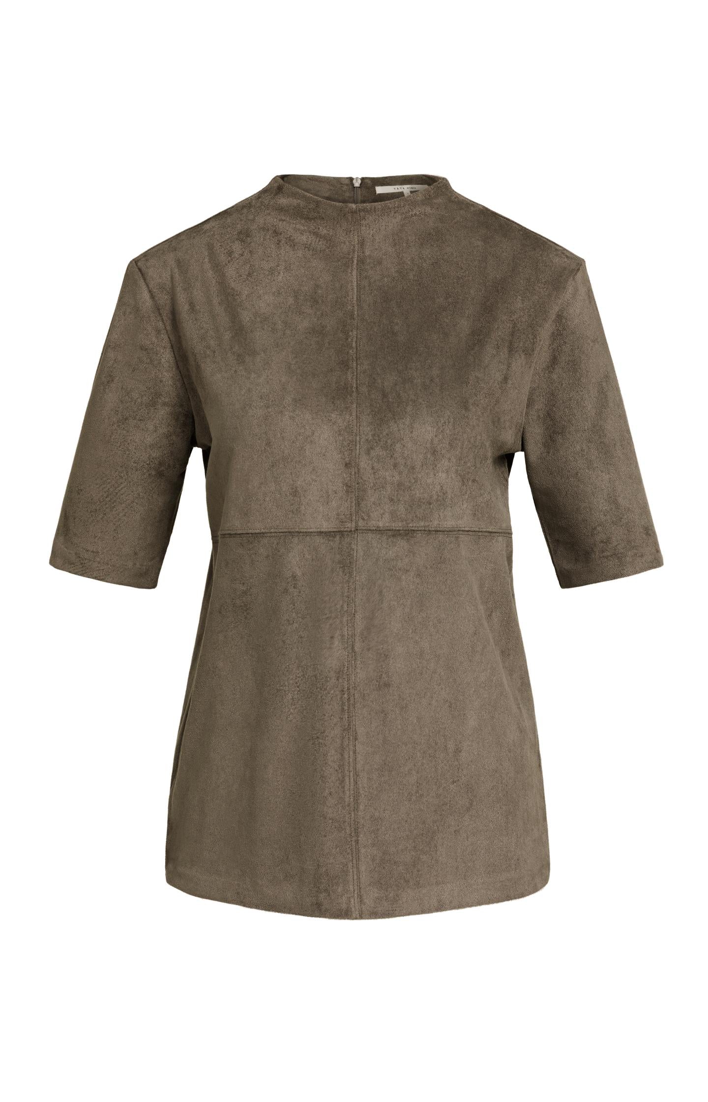 Suedine top with mid-length sleeves