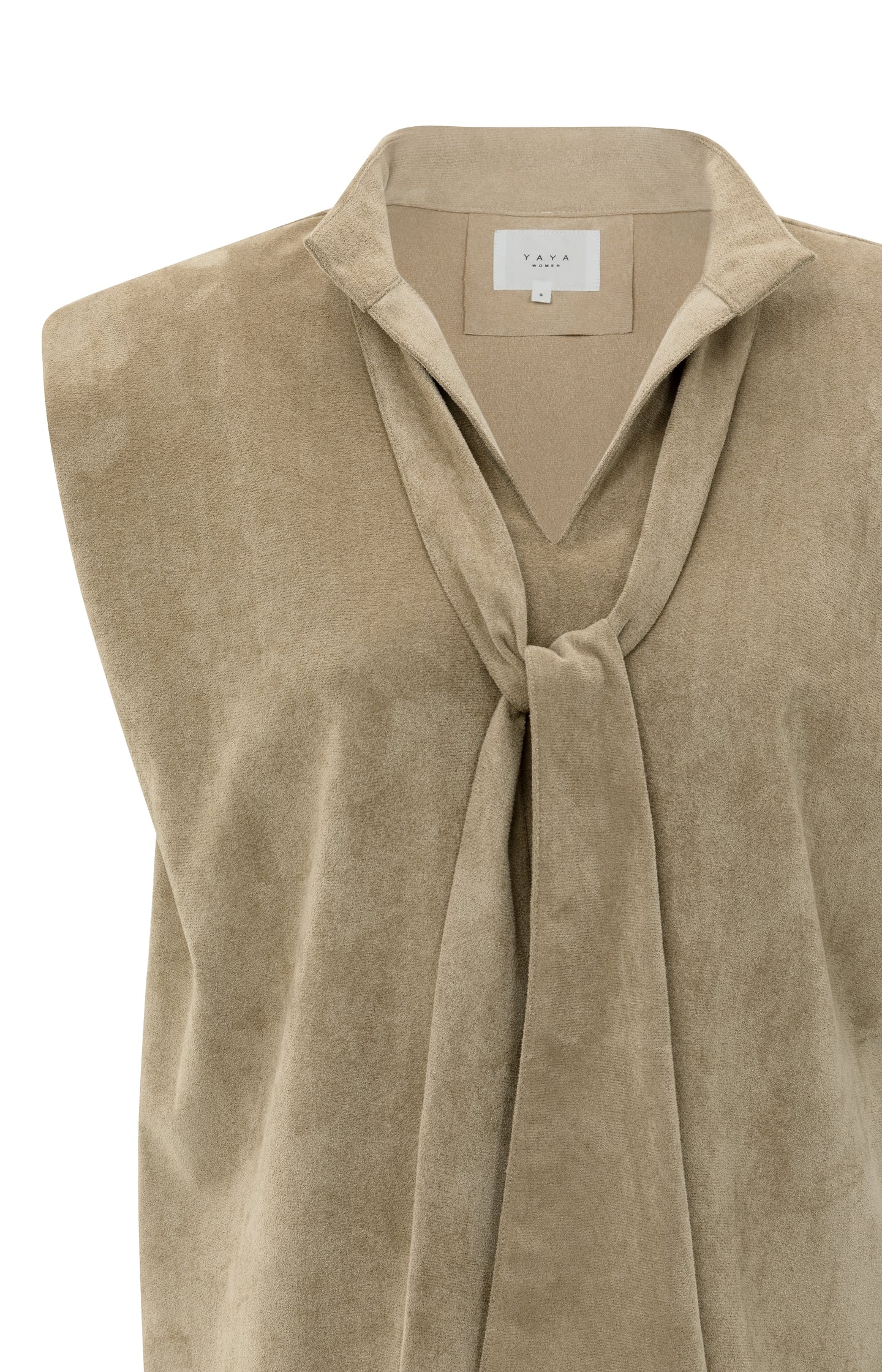 Suedine top with tie detail and collar