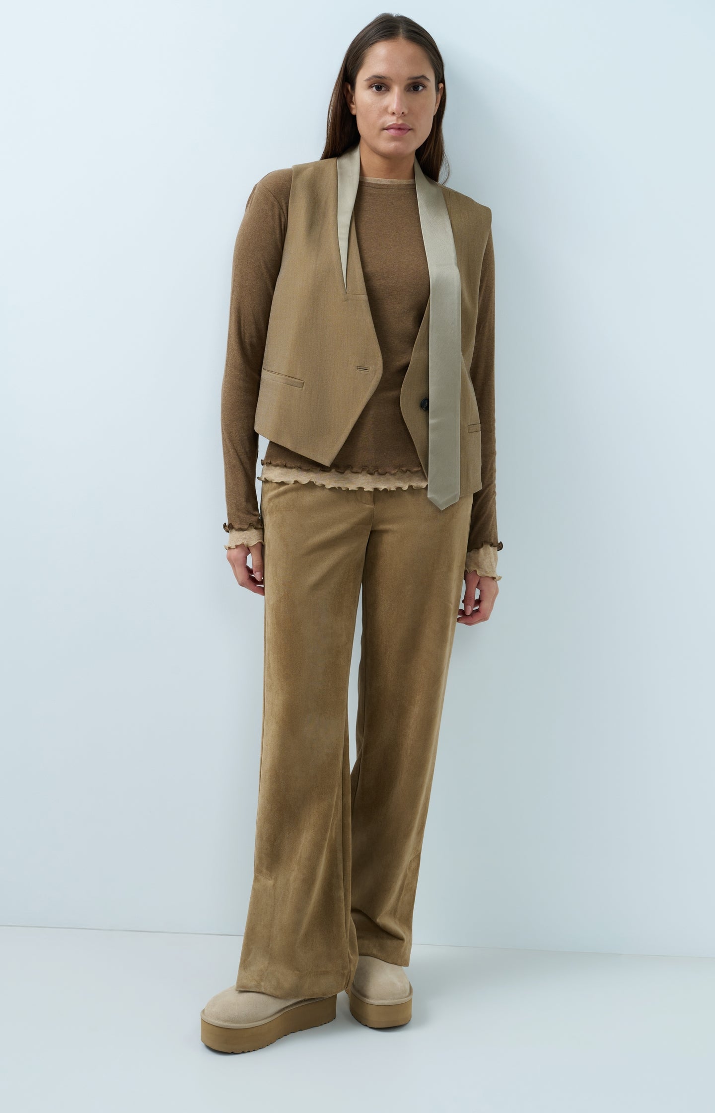 Suedine wide leg trousers - Type: product