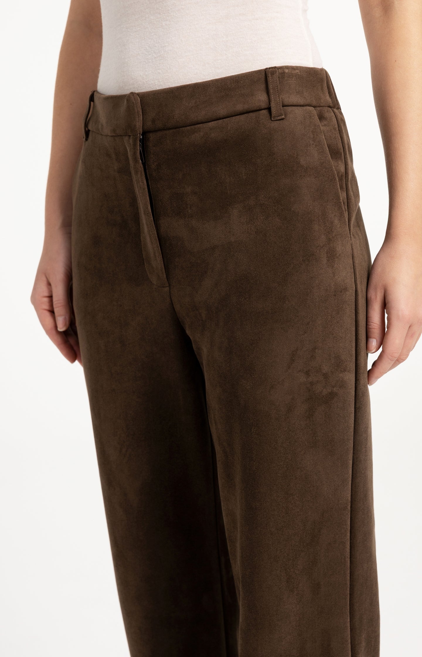 Suedine wide leg trousers
