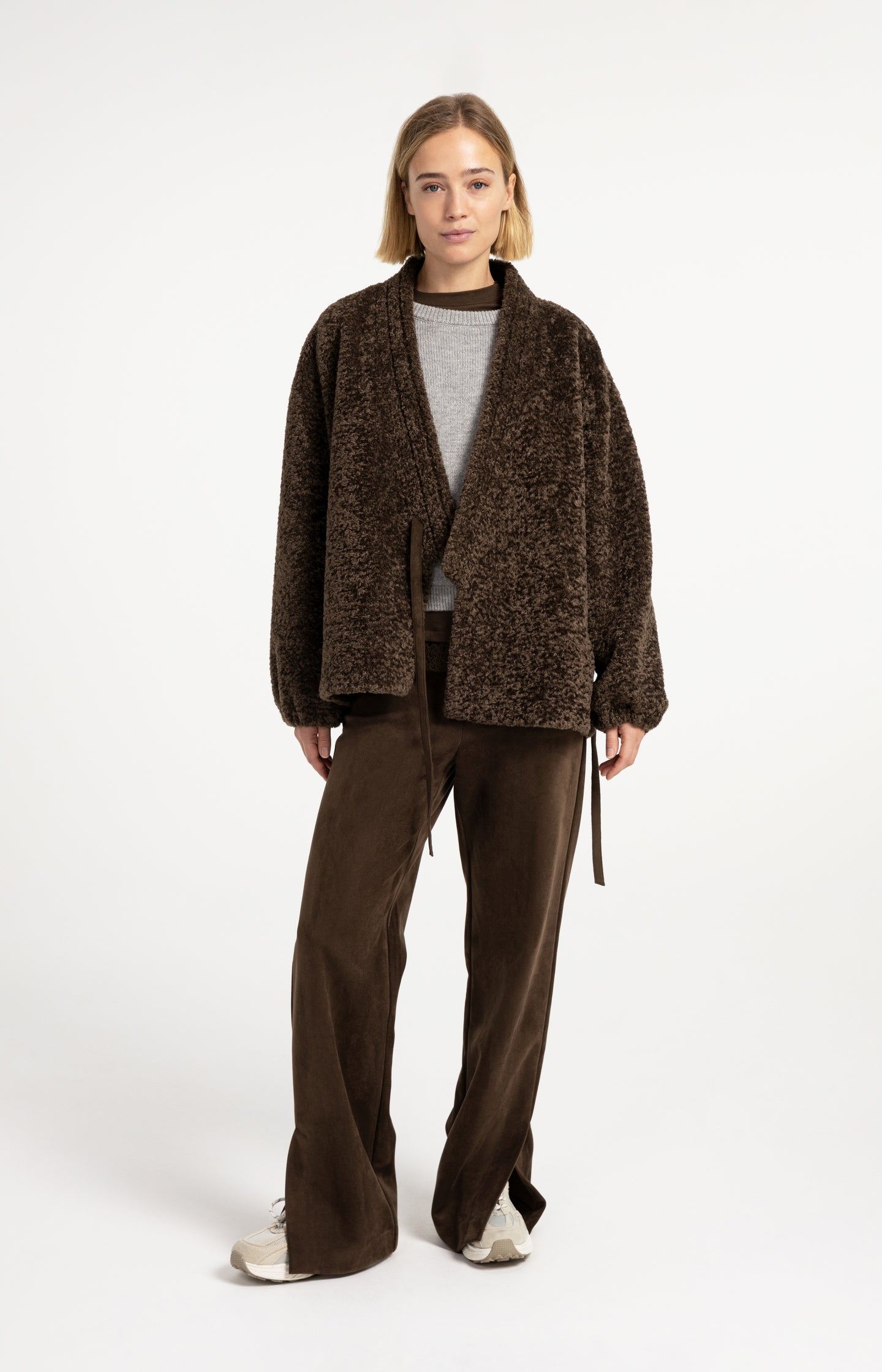 Suedine wide leg trousers