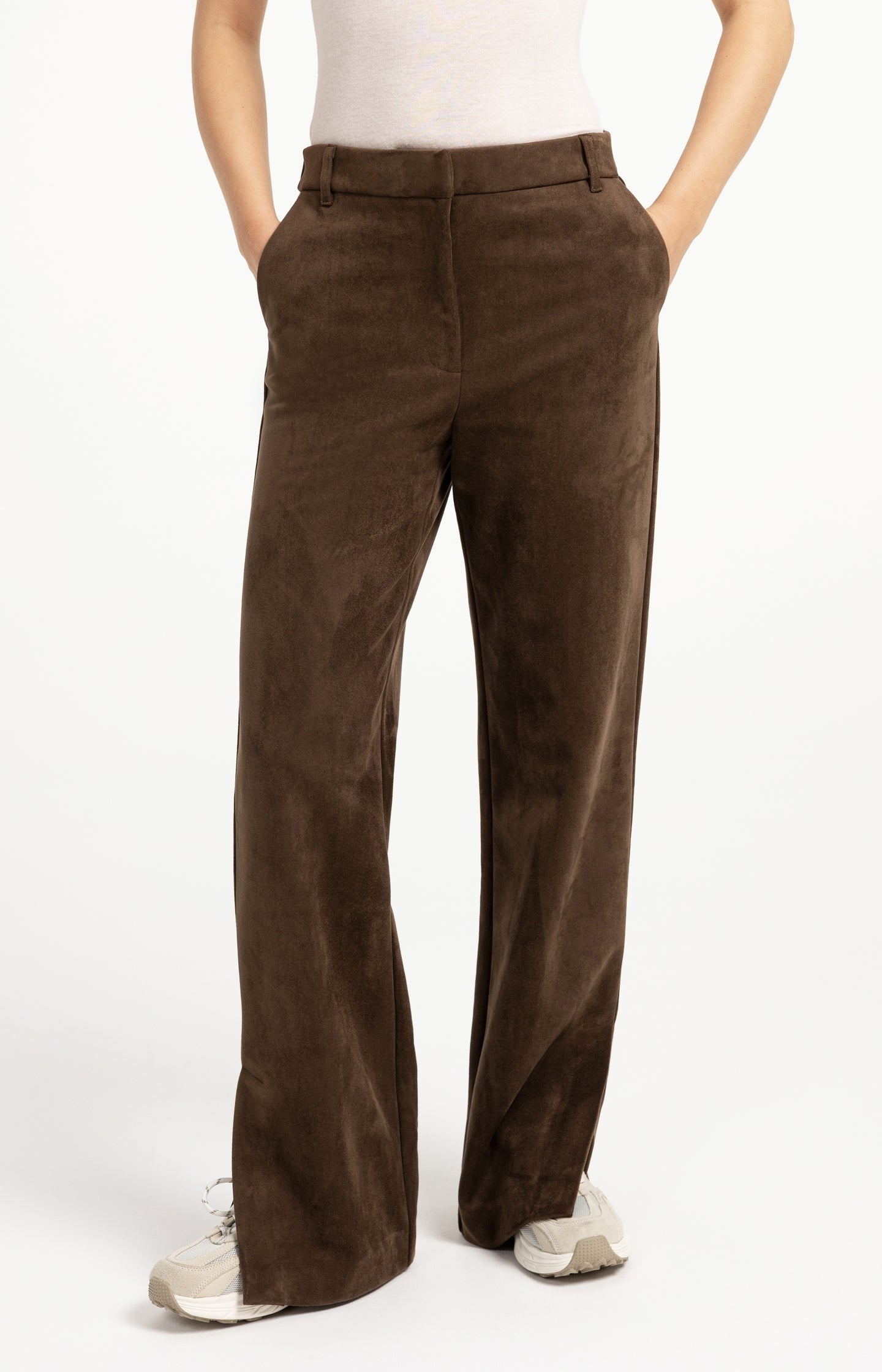 Suedine wide leg trousers