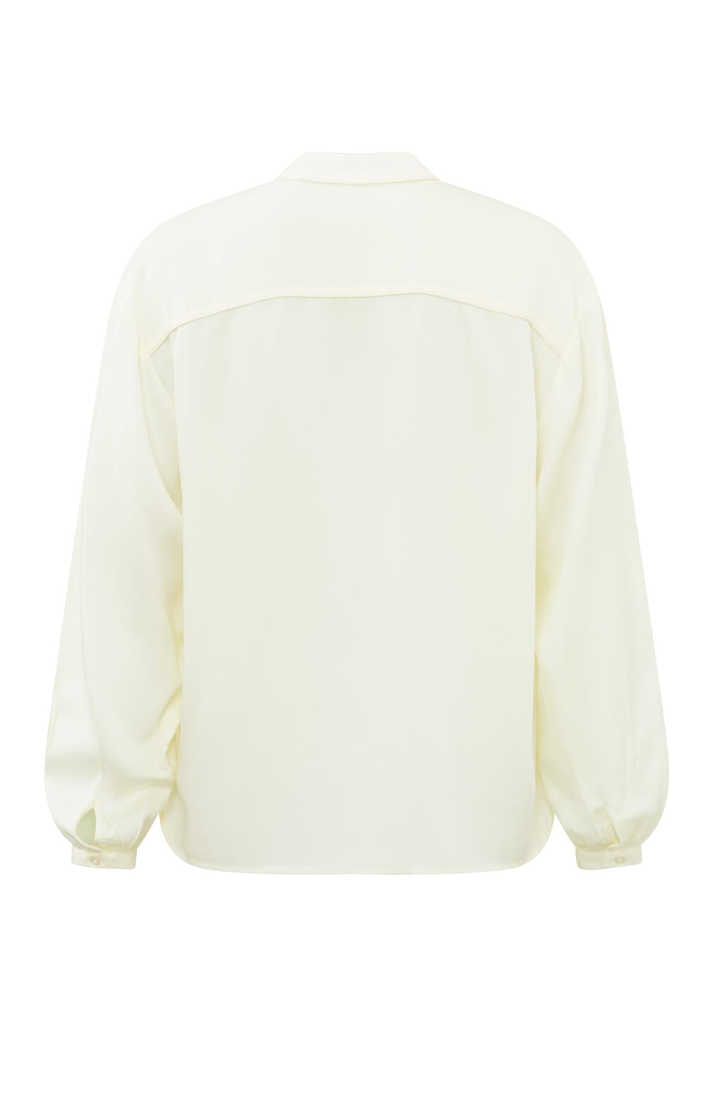 Supple blouse with V-neck, long sleeves and pleated details