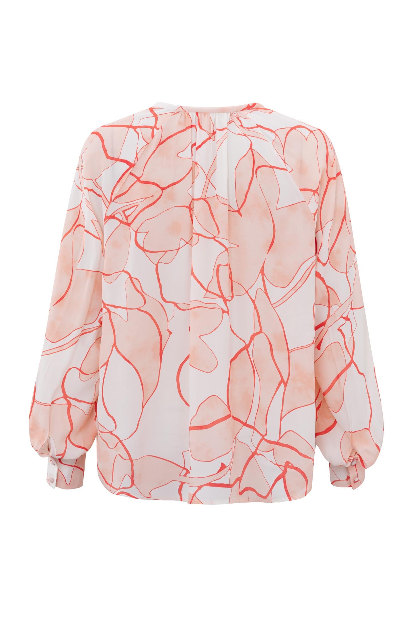 Supple top with V-neck, long sleeves and print