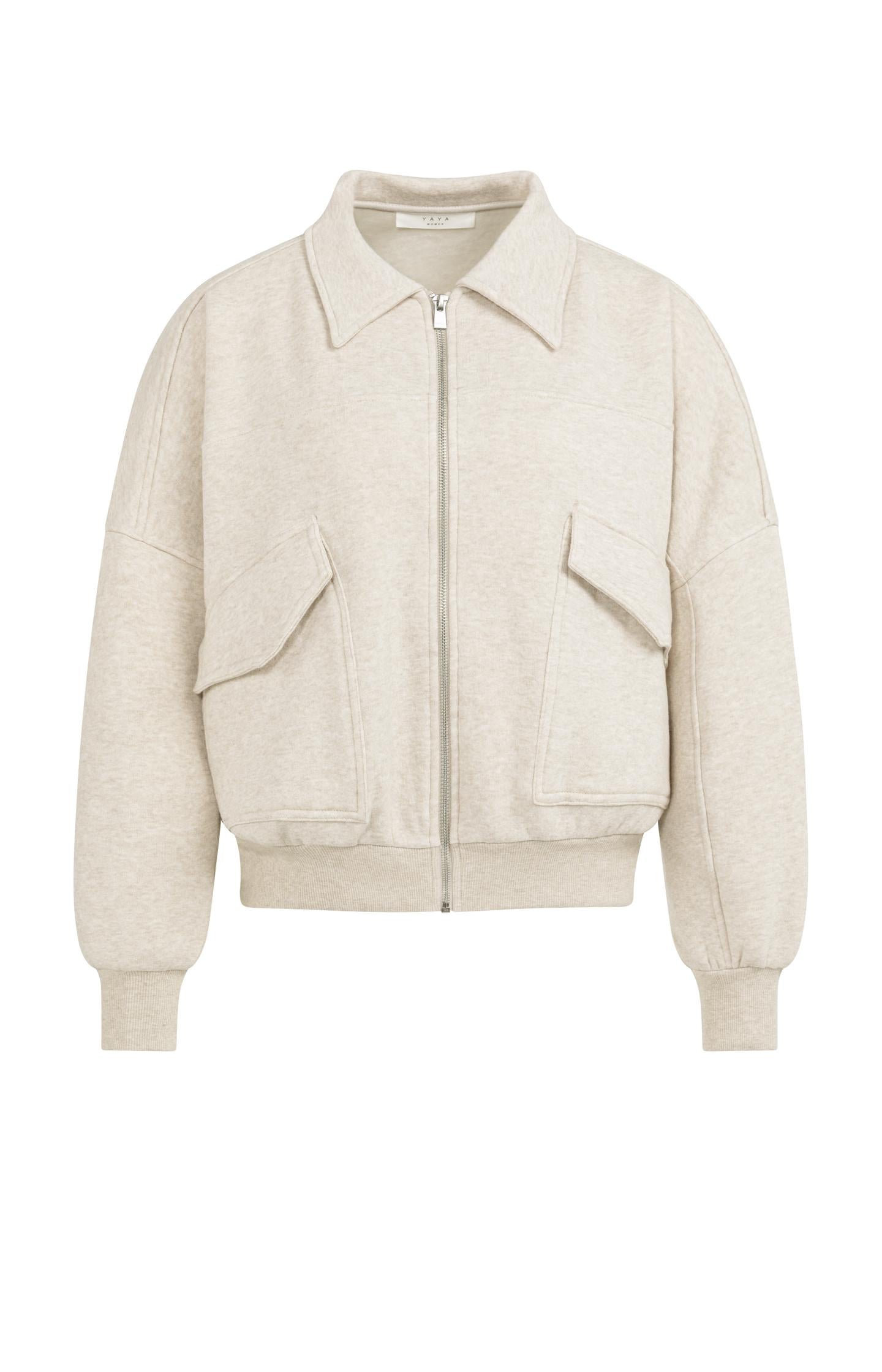 Sweat jacket with patch pockets and zip front closure - Type: product
