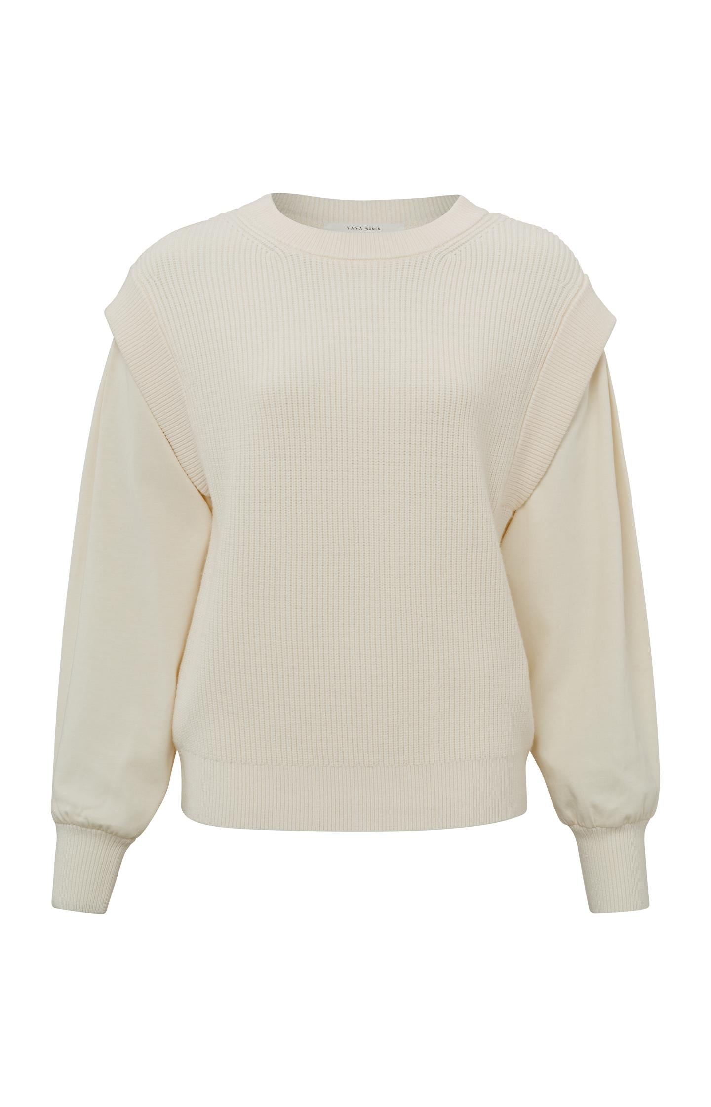 Sweater with a round neck, long jersey sleeves and rib detai - Type: product