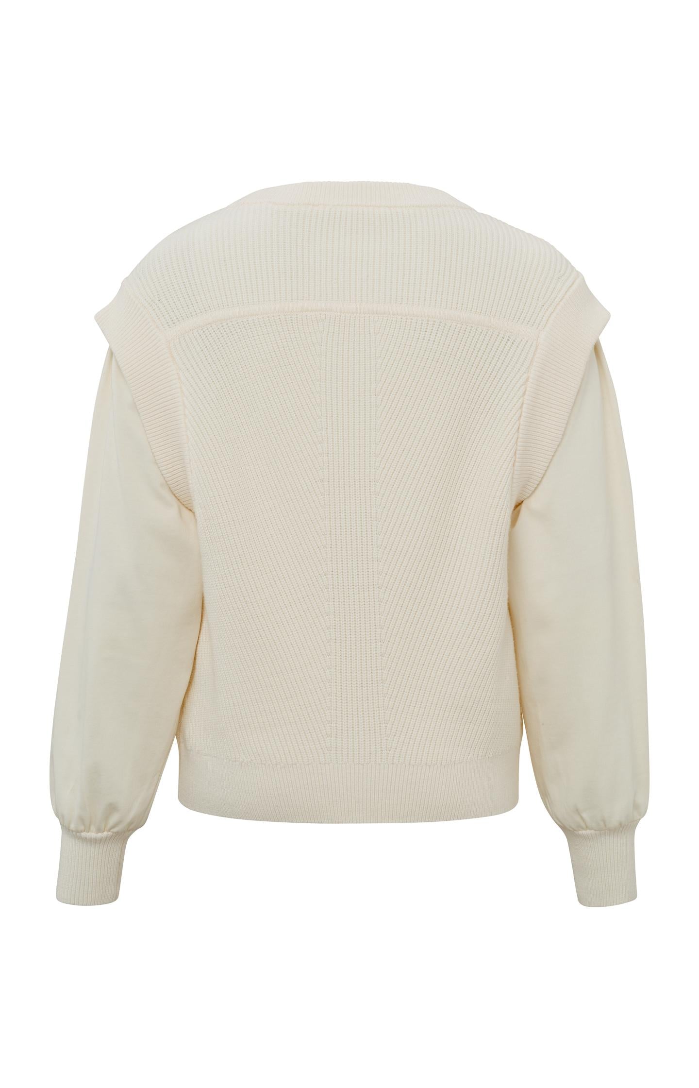 Sweater with a round neck, long jersey sleeves and rib detai