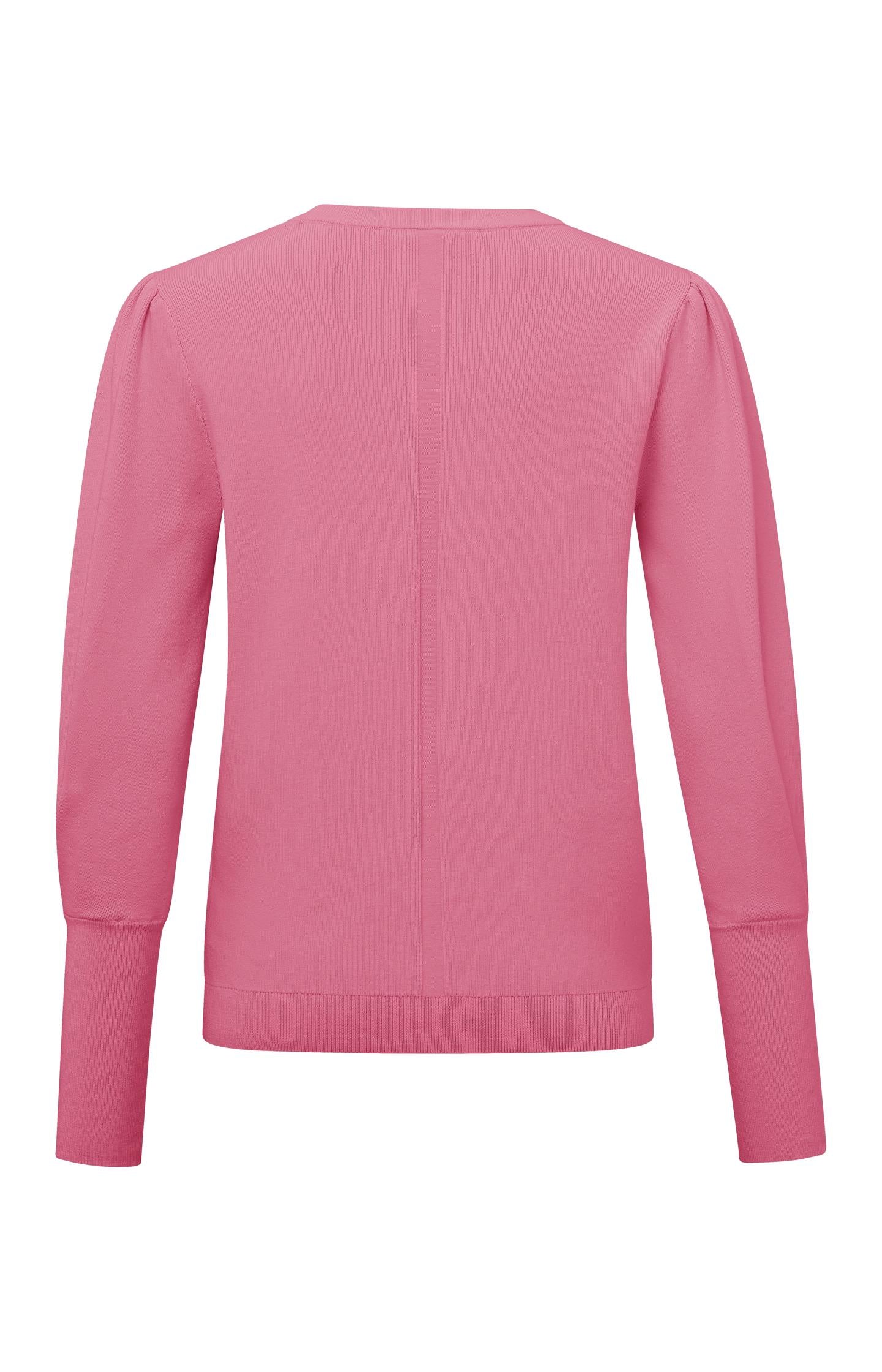 Sweater with a round neck, long puff sleeves and seam detail