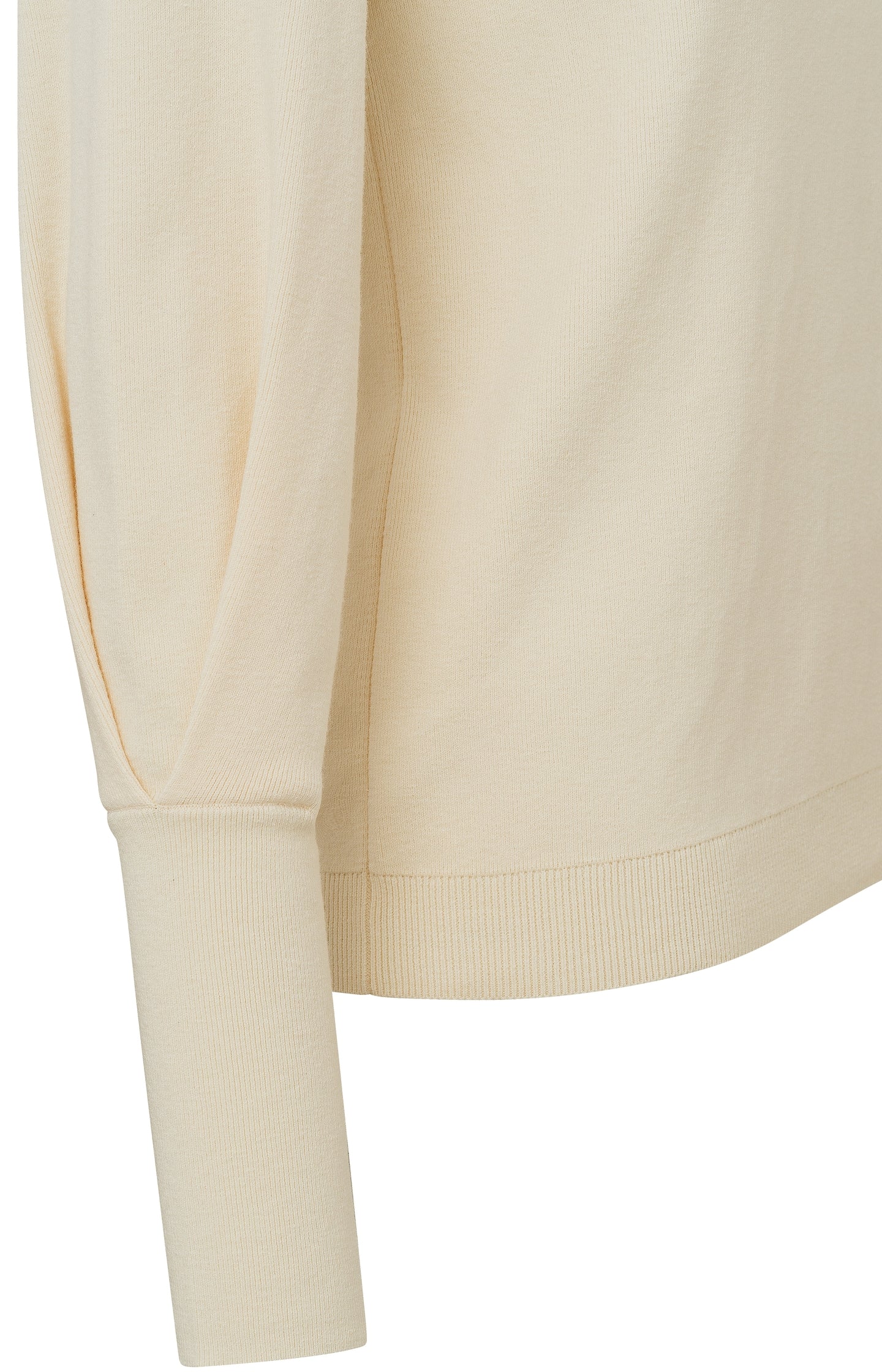 Sweater with a round neck, long puff sleeves and seam detail