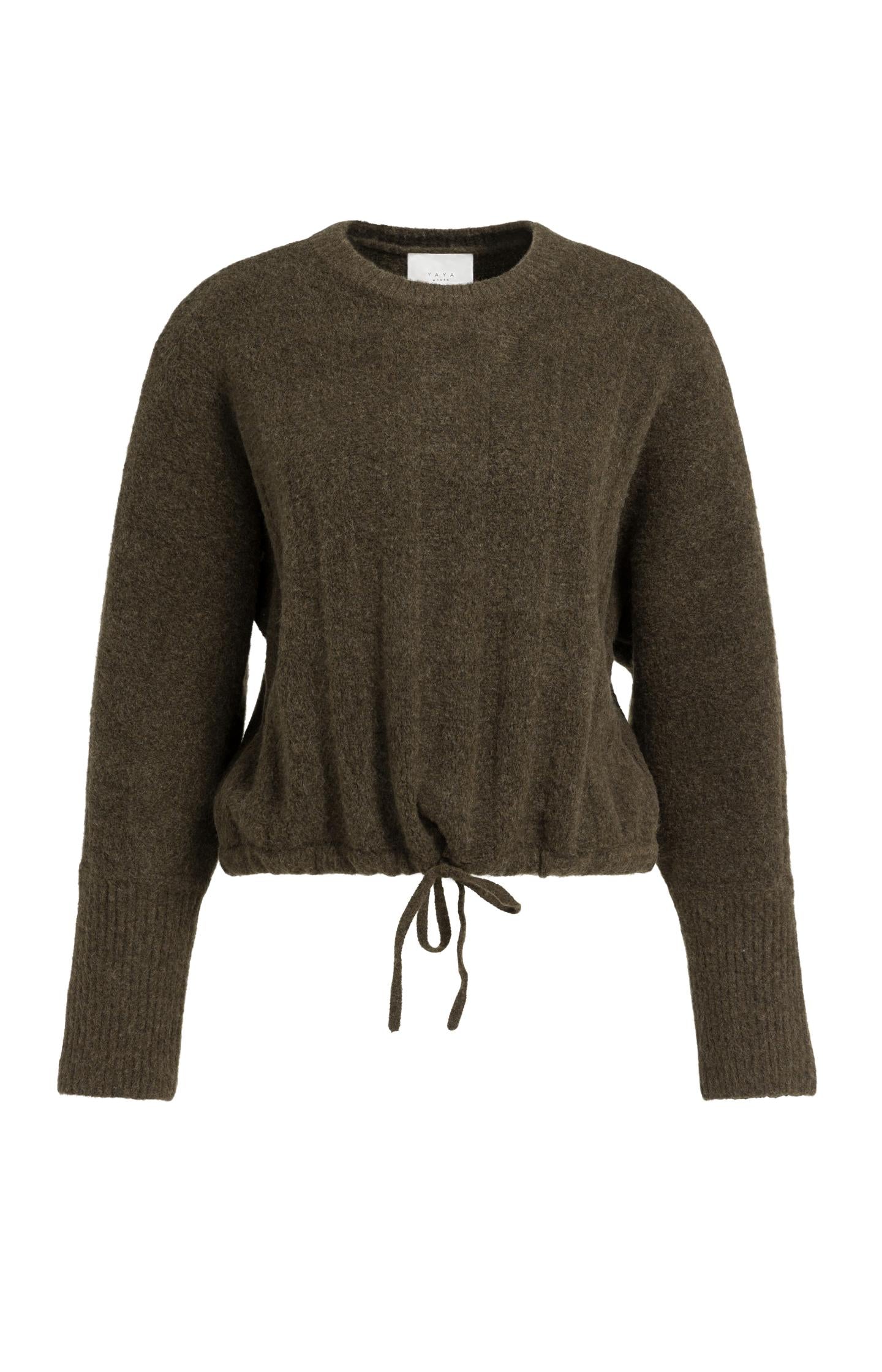 Sweater with batwing sleeves and drawcord at the hem