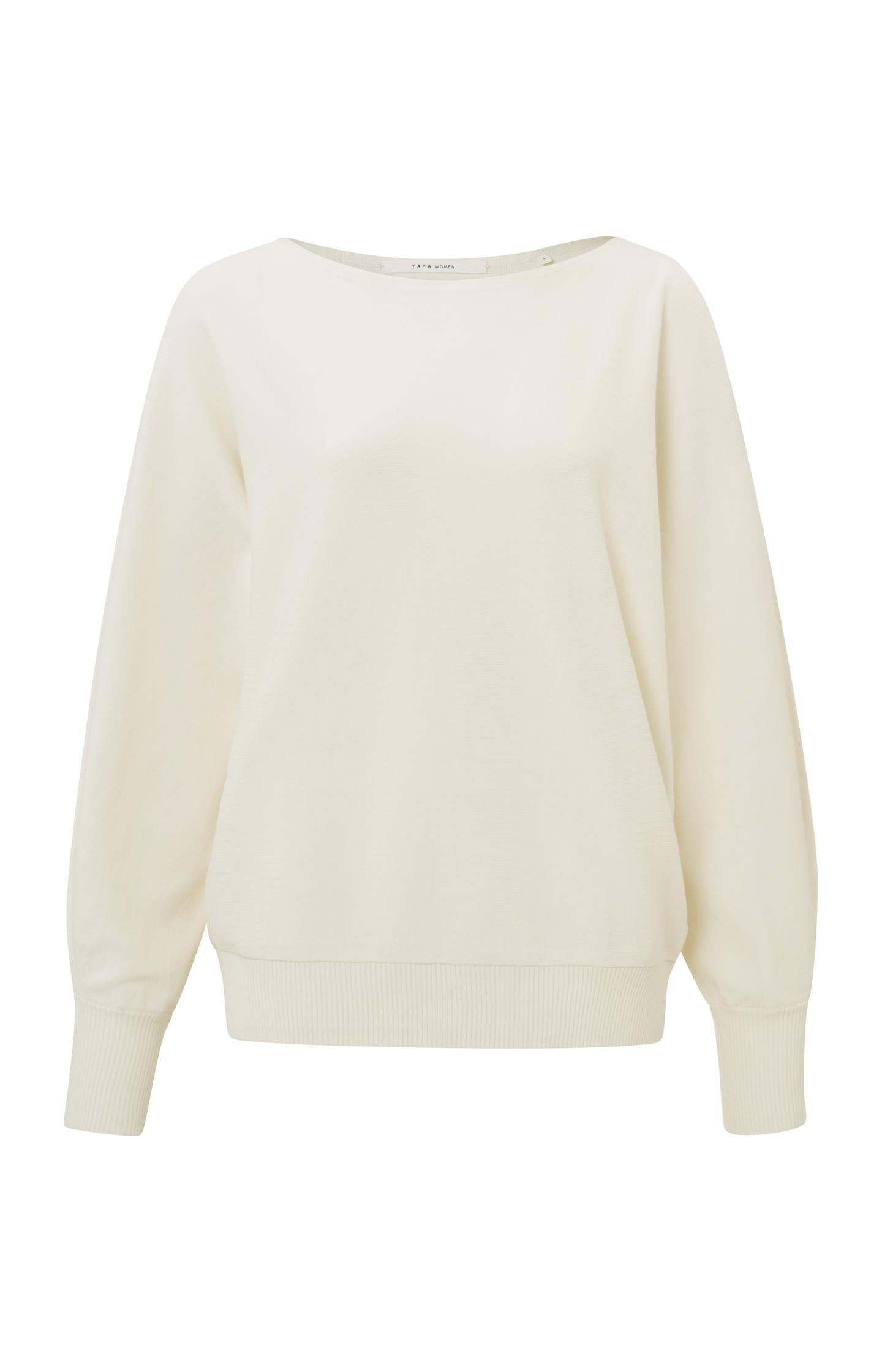 Sweater with boat neck, long sleeves and open shoulder - Type: product