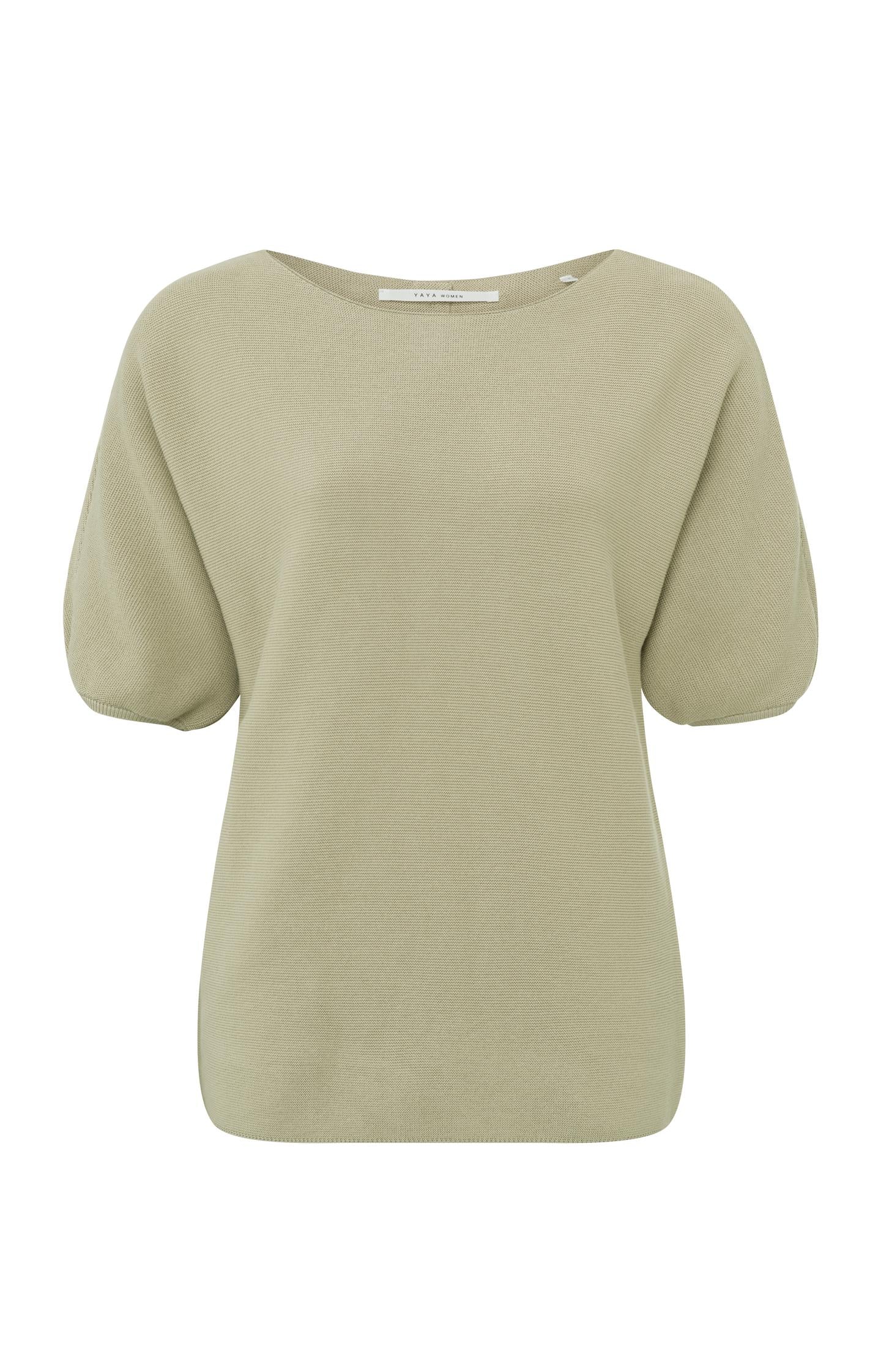 Sweater with boatneck and short balloon sleeves in cotton - Type: product