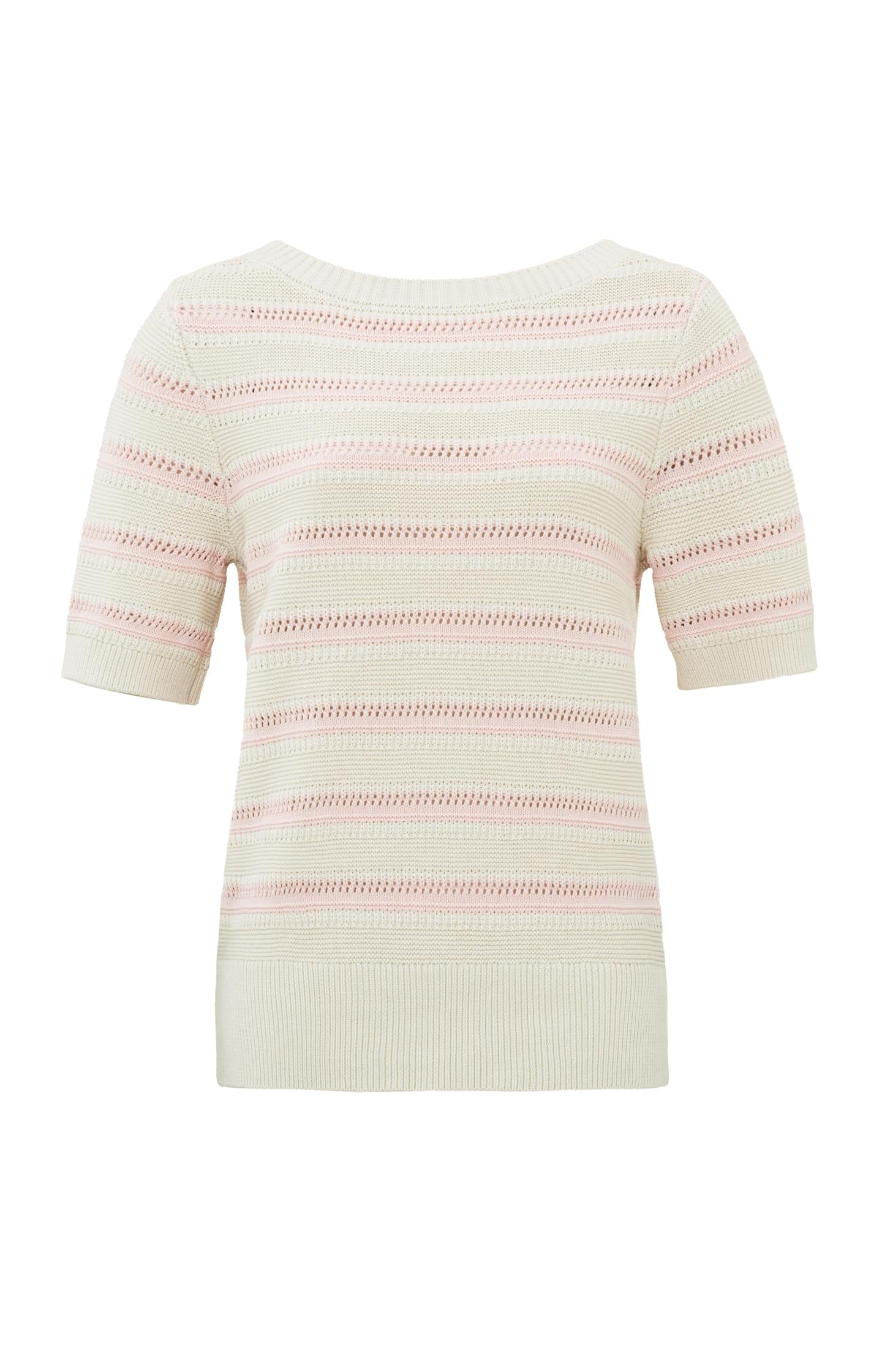 Sweater with boatneck, half long sleeves and textured stripe - Type: product