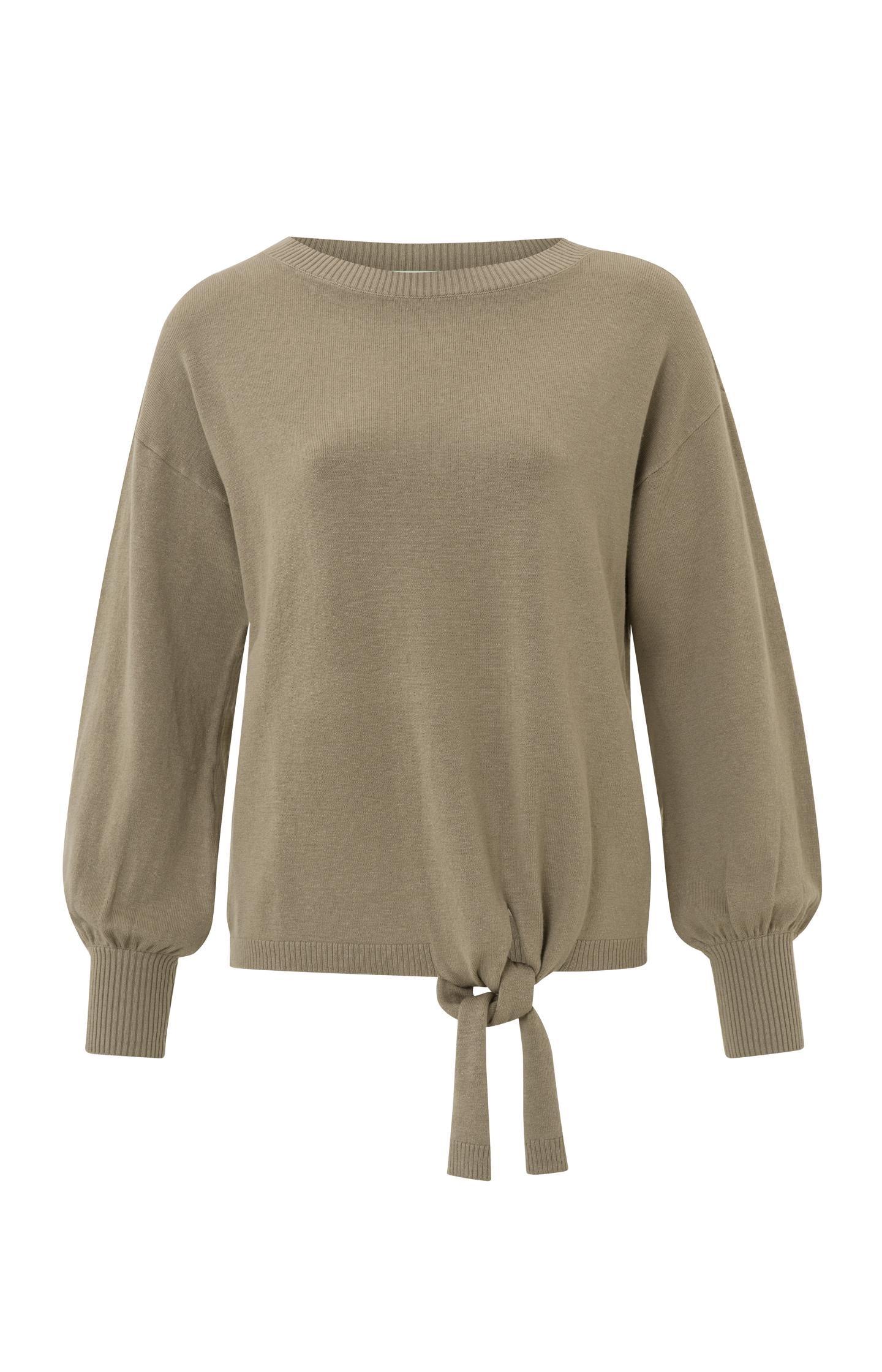 Sweater with boatneck, long balloon sleeves and knot - Type: product