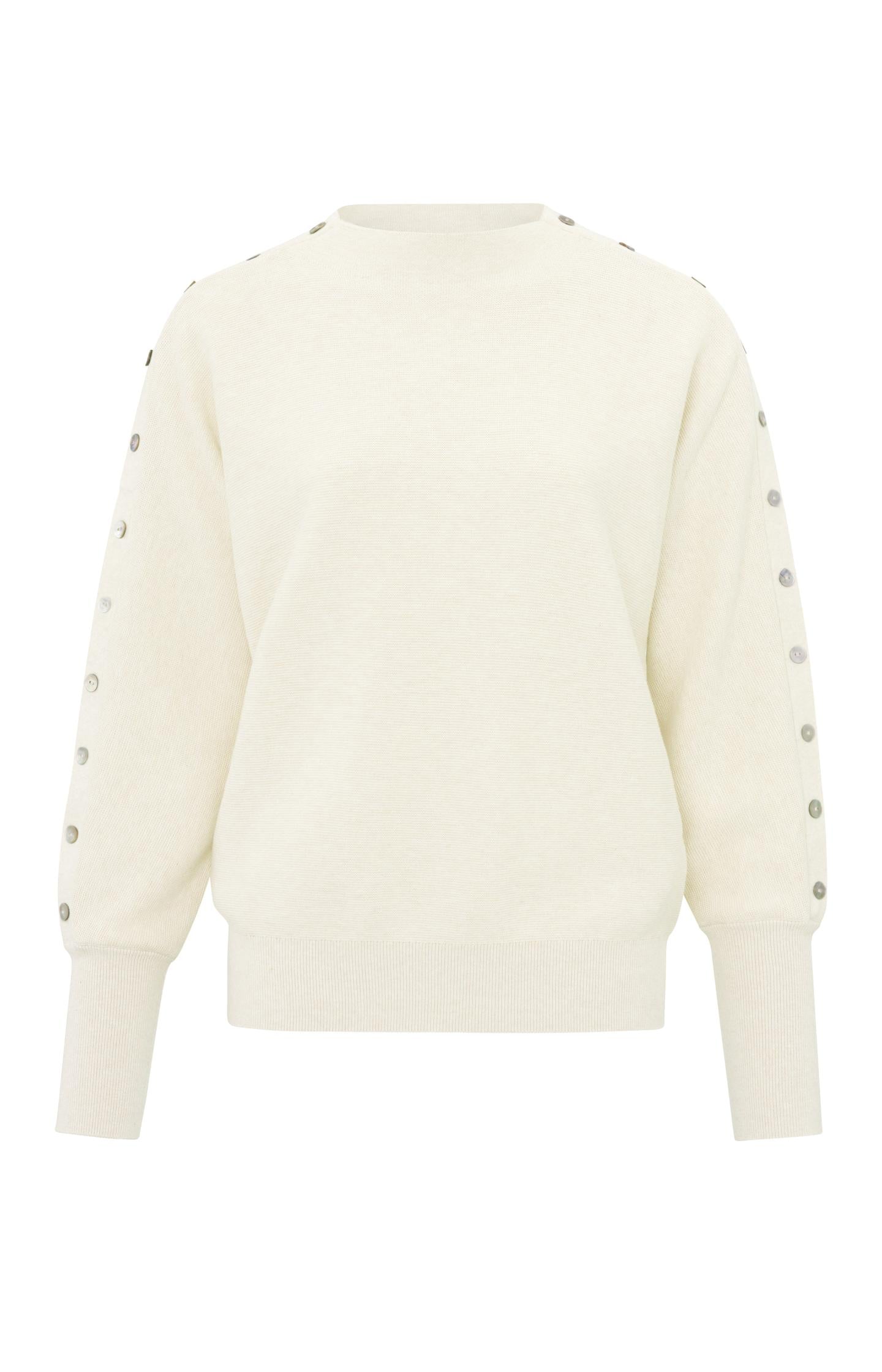 Sweater with boatneck, long sleeves and button details - Type: product