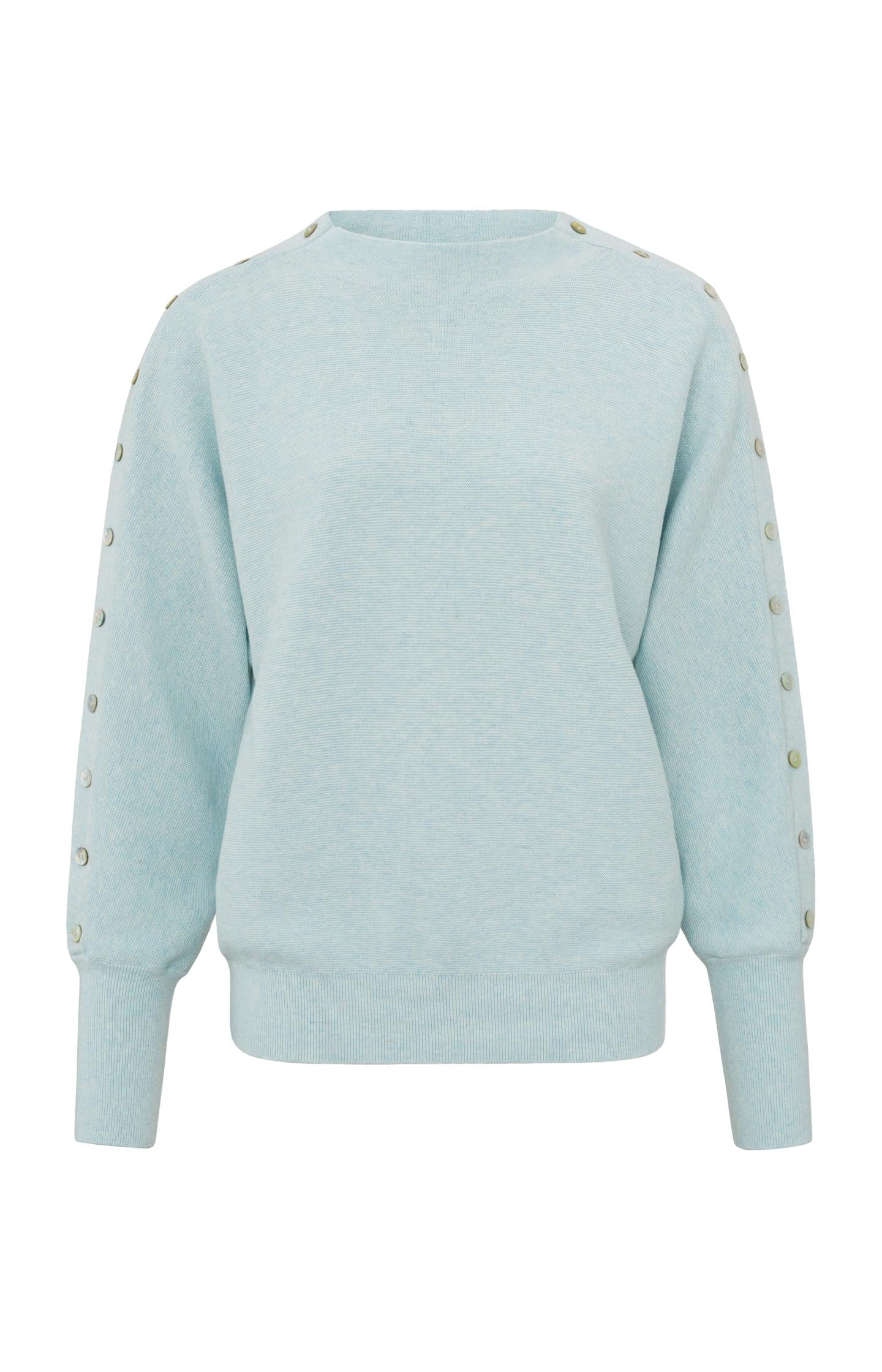 Sweater with boatneck, long sleeves and button details - Type: product