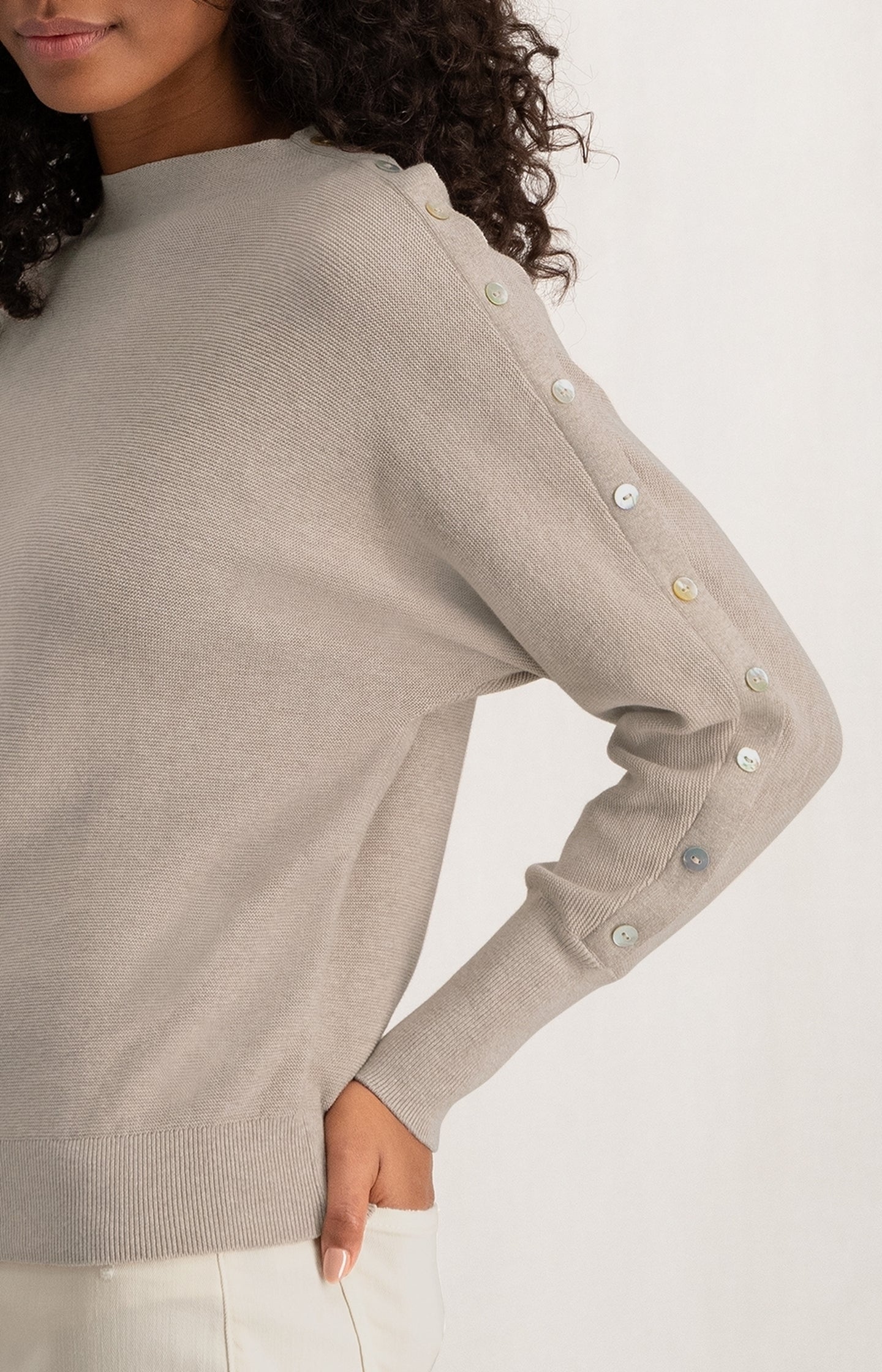 Sweater with boatneck, long sleeves and button details - Type: lookbook