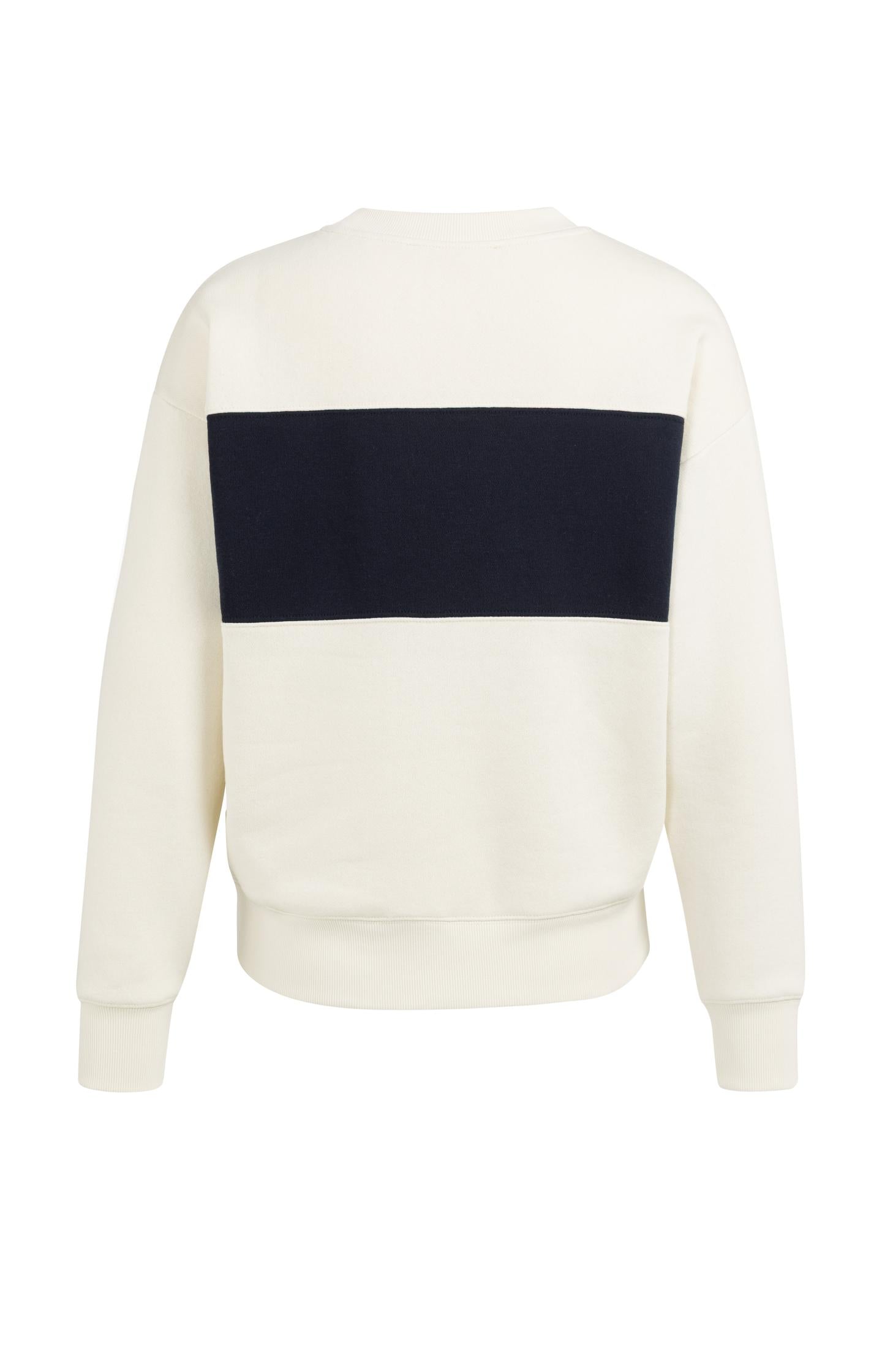 Sweater with colorblock and front text