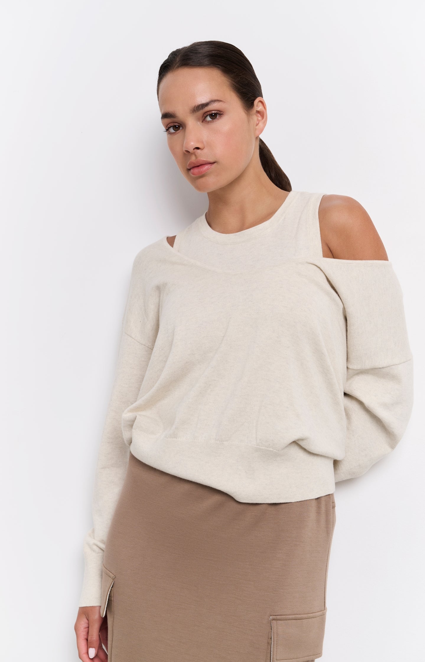 Sweater with deep round neck and matching tank top