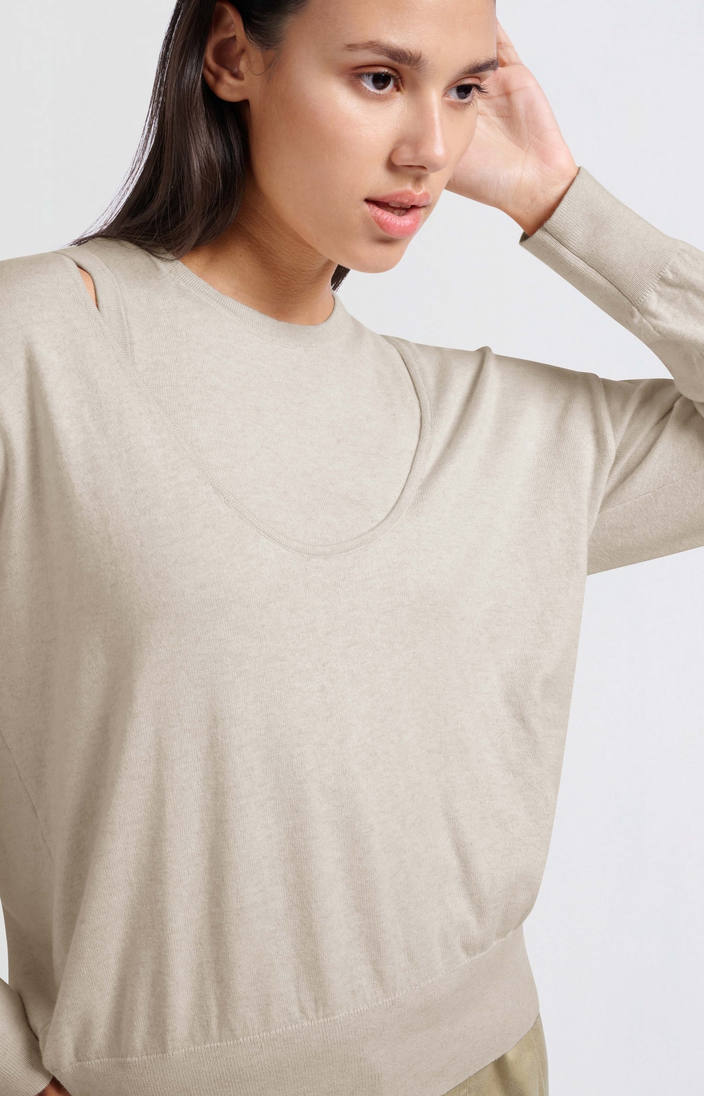 Sweater with deep round neck and matching tank top