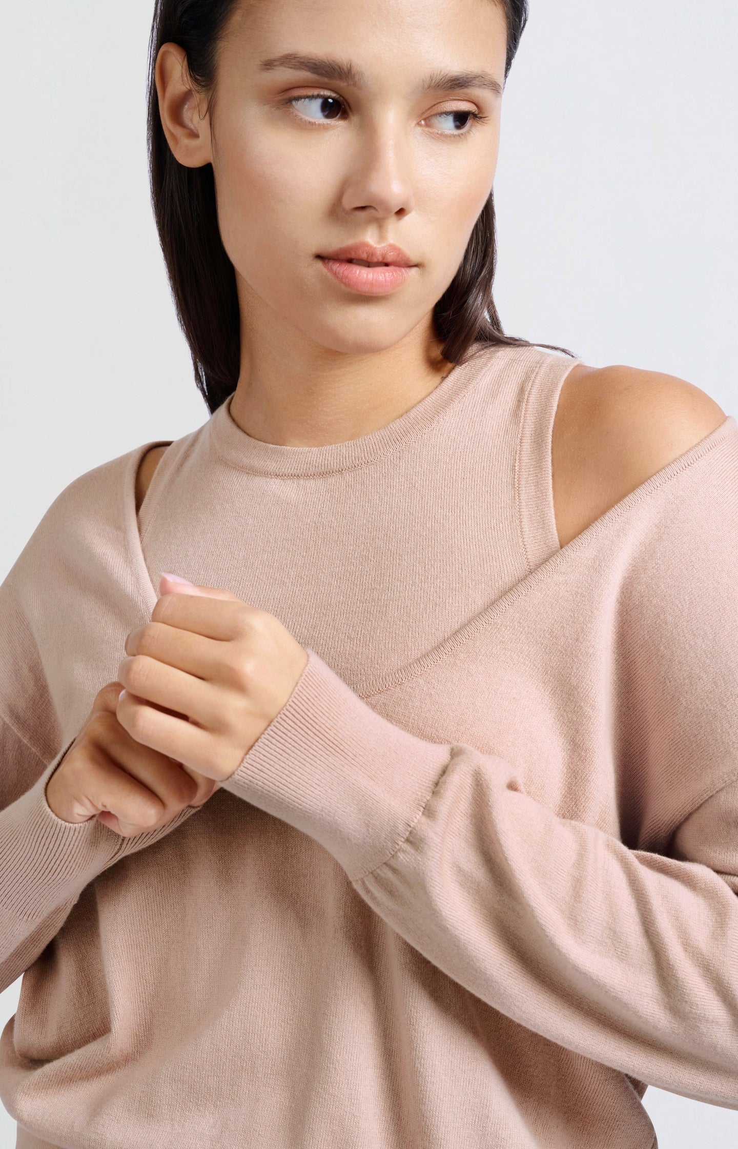 Sweater with deep round neck and matching tank top