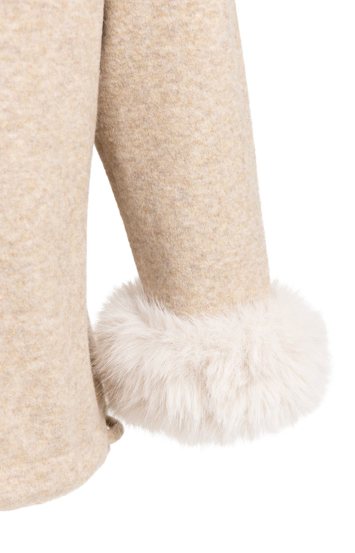 Sweater with detachable faux fur cuffs - Light Beige Melange
