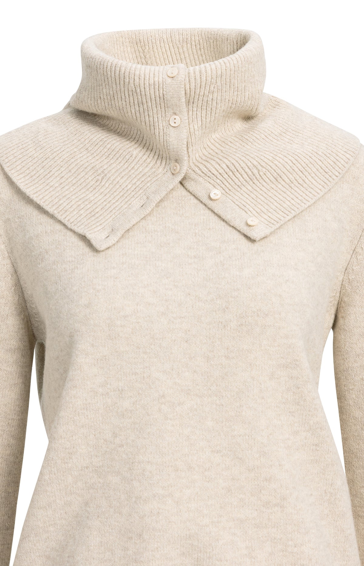 Pullover mit abnehmbarem Rollkragen - Light Beige Melange