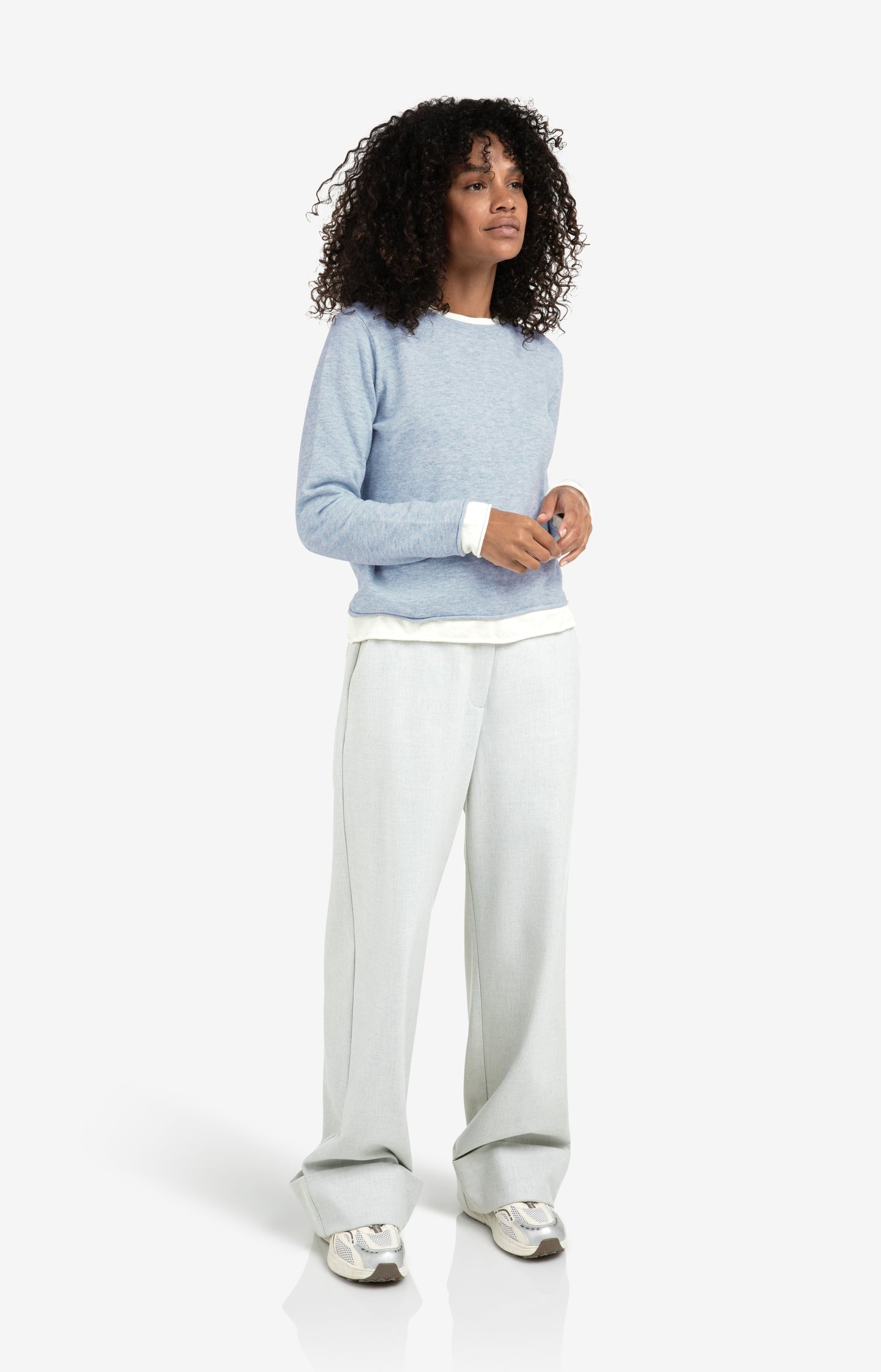 Sweater with double-layer look and contrast trims