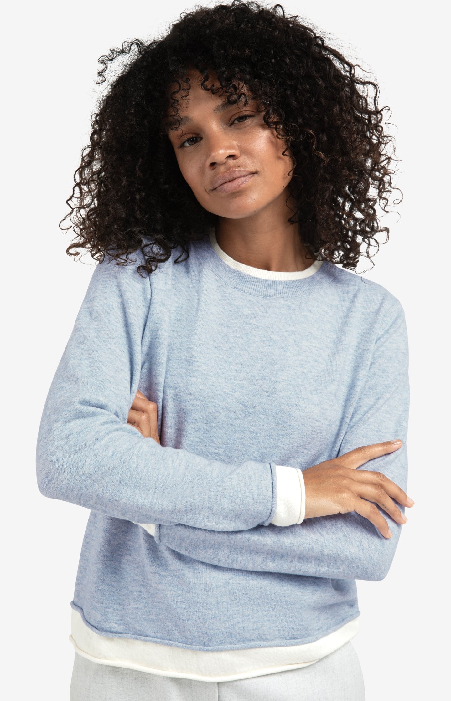 Sweater with double-layer look and contrast trims