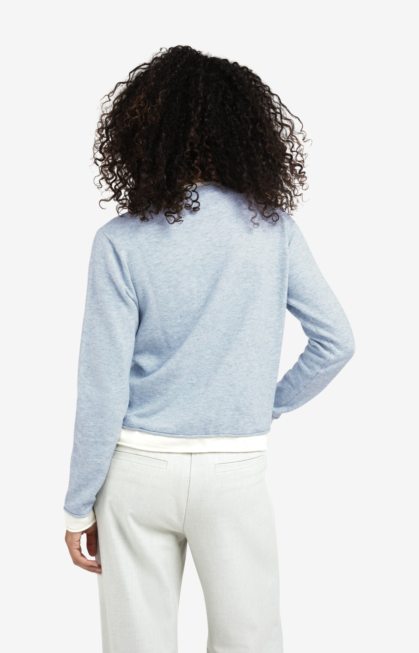 Sweater with double-layer look and contrast trims