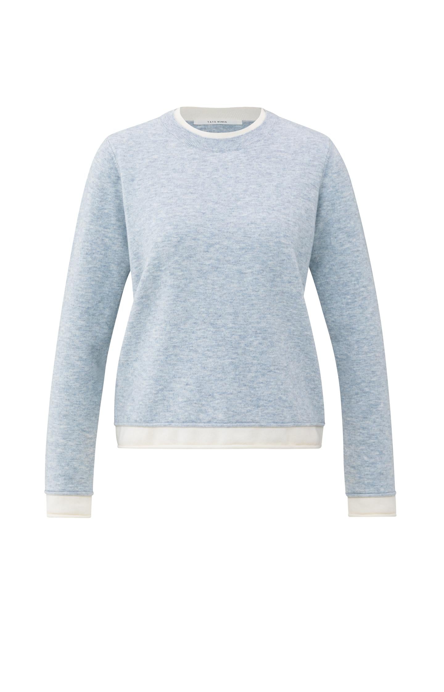 Sweater with double-layer look and contrast trims - Type: product