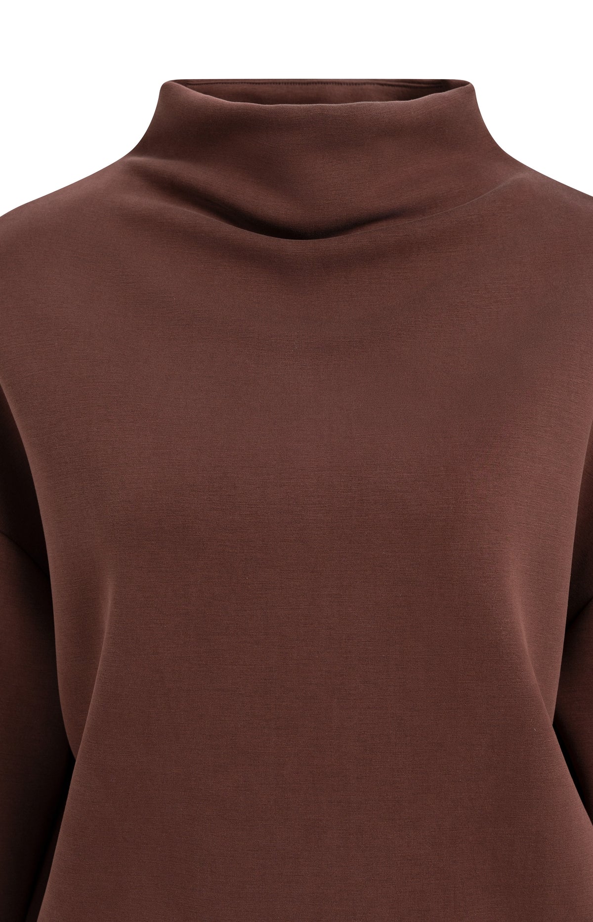 Sweater with draped high neck - Bitter Chocolate Red