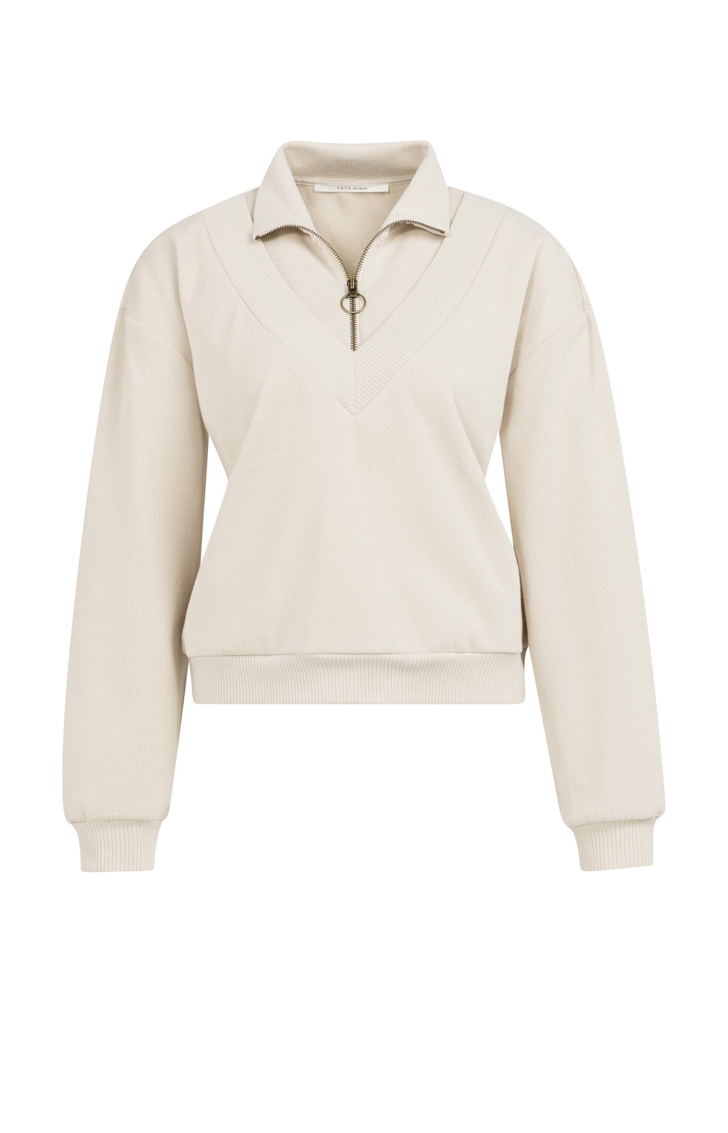 Sweater with half zipper and double collar - Type: product