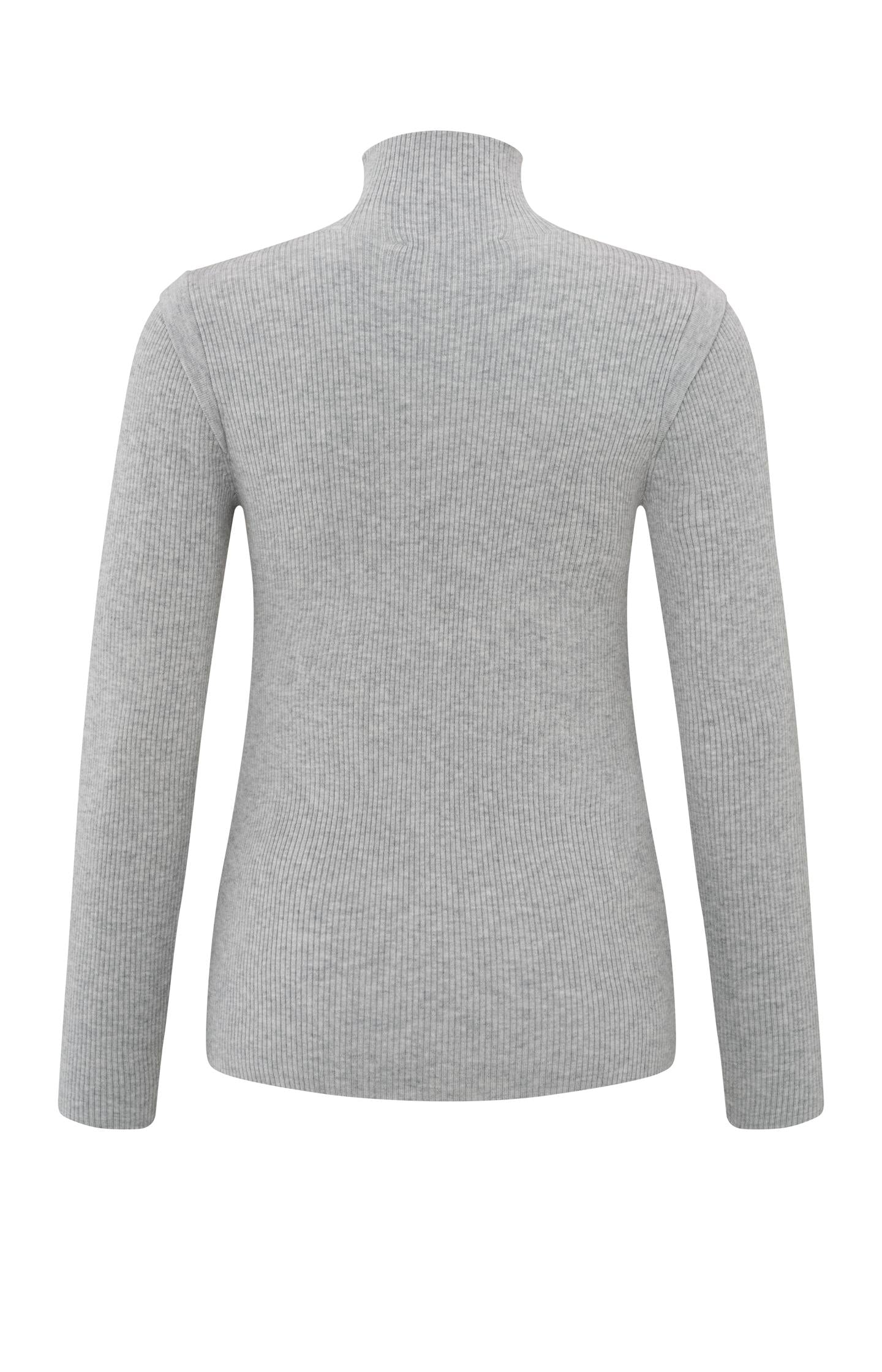 Sweater with high neck and long sleeves in ribbed fabric