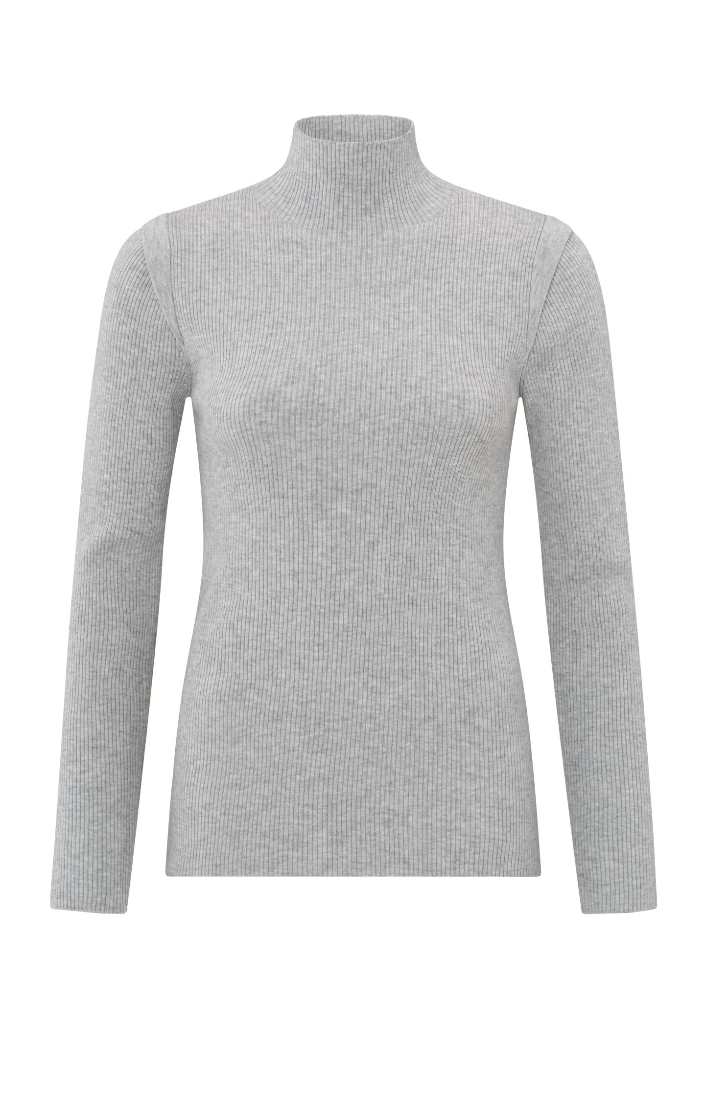 Sweater with high neck and long sleeves in ribbed fabric - Type: product