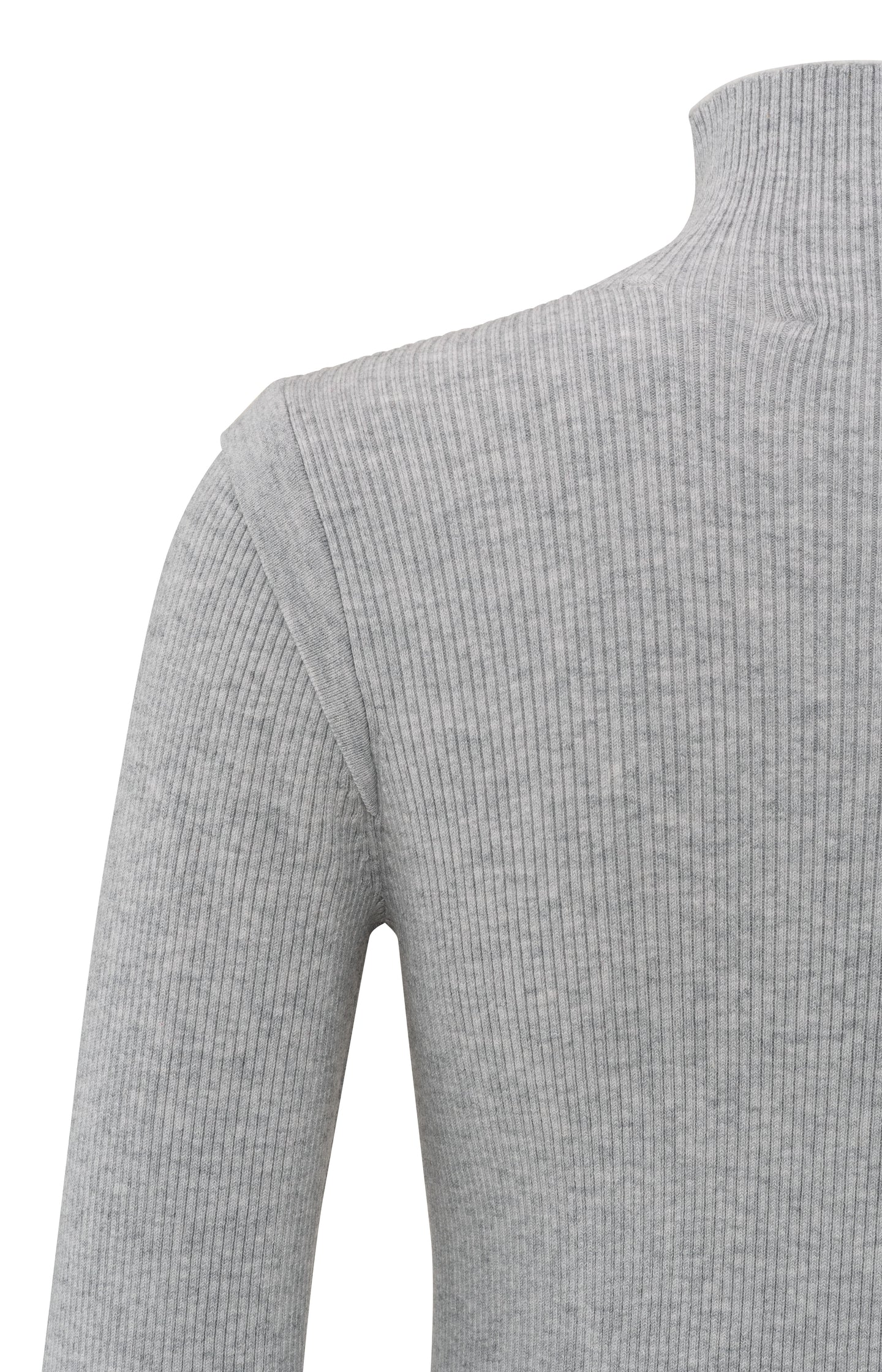 Sweater with high neck and long sleeves in ribbed fabric