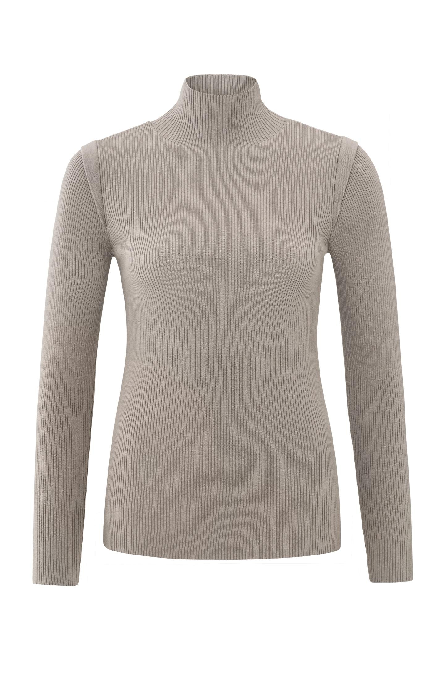 Sweater with high neck and long sleeves in ribbed fabric - Type: product