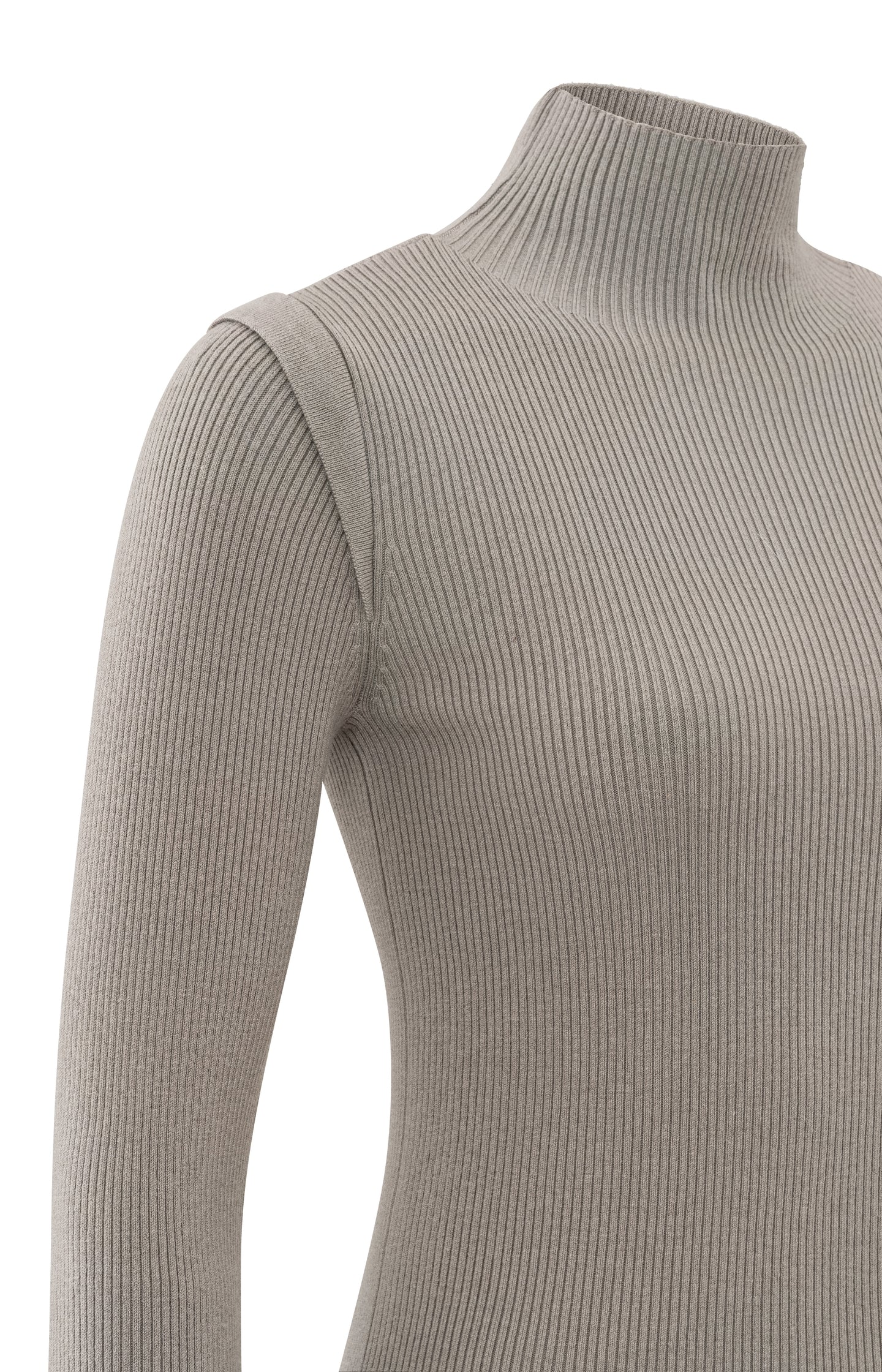 Sweater with high neck and long sleeves in ribbed fabric