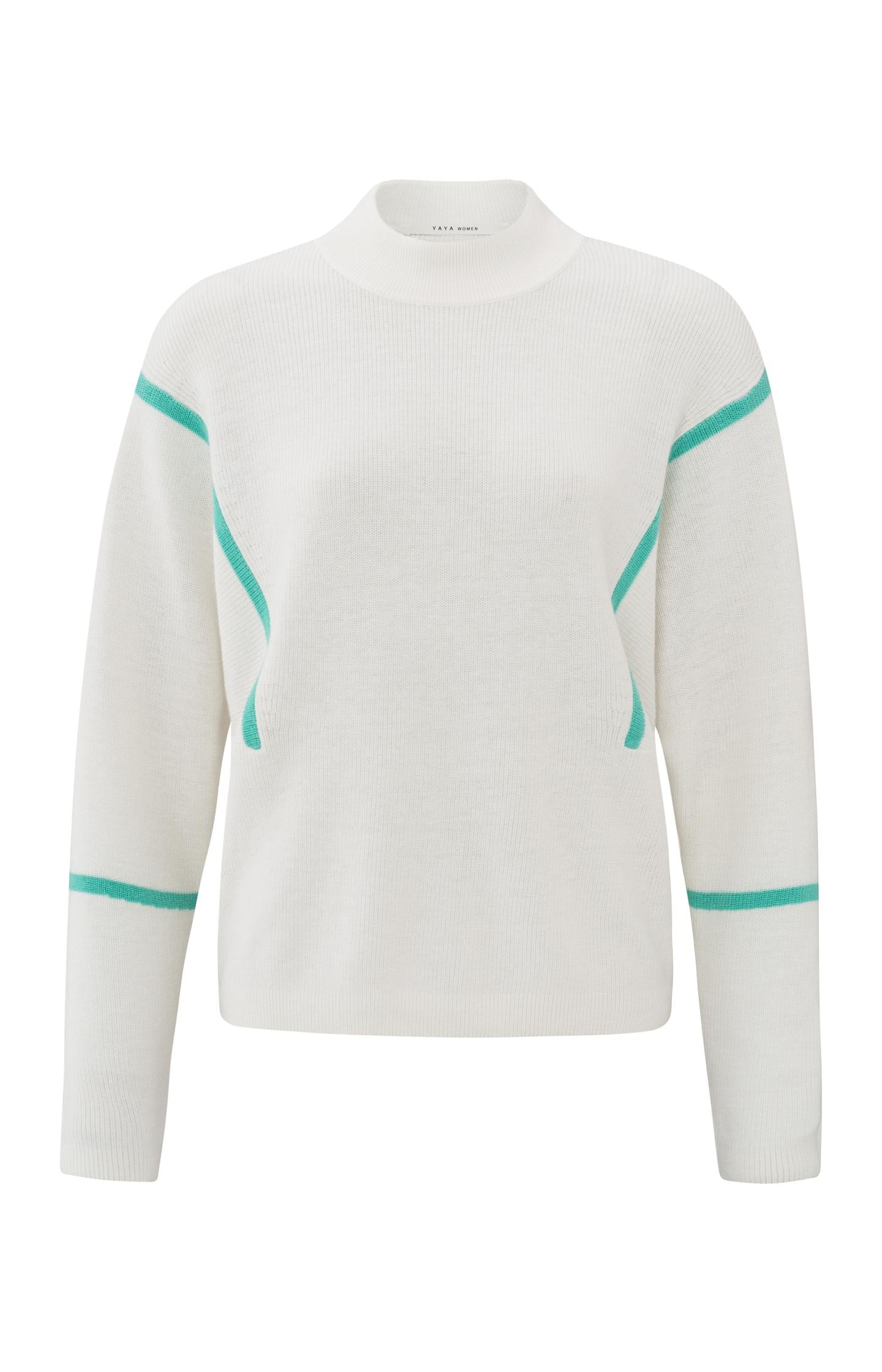 Sweater with high neck and subtle stripe details - Type: product