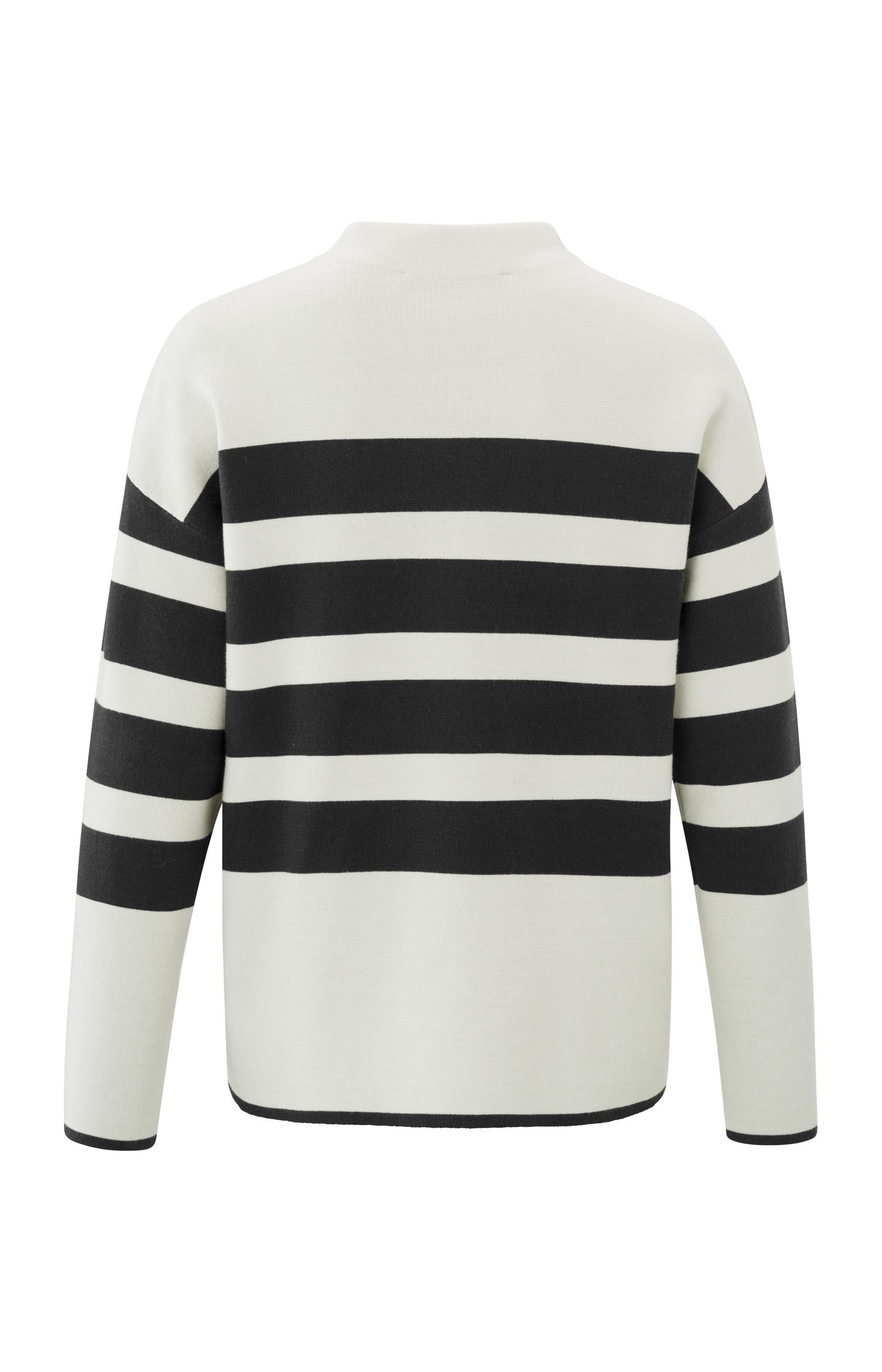 Sweater with high neck, long sleeves and stripes