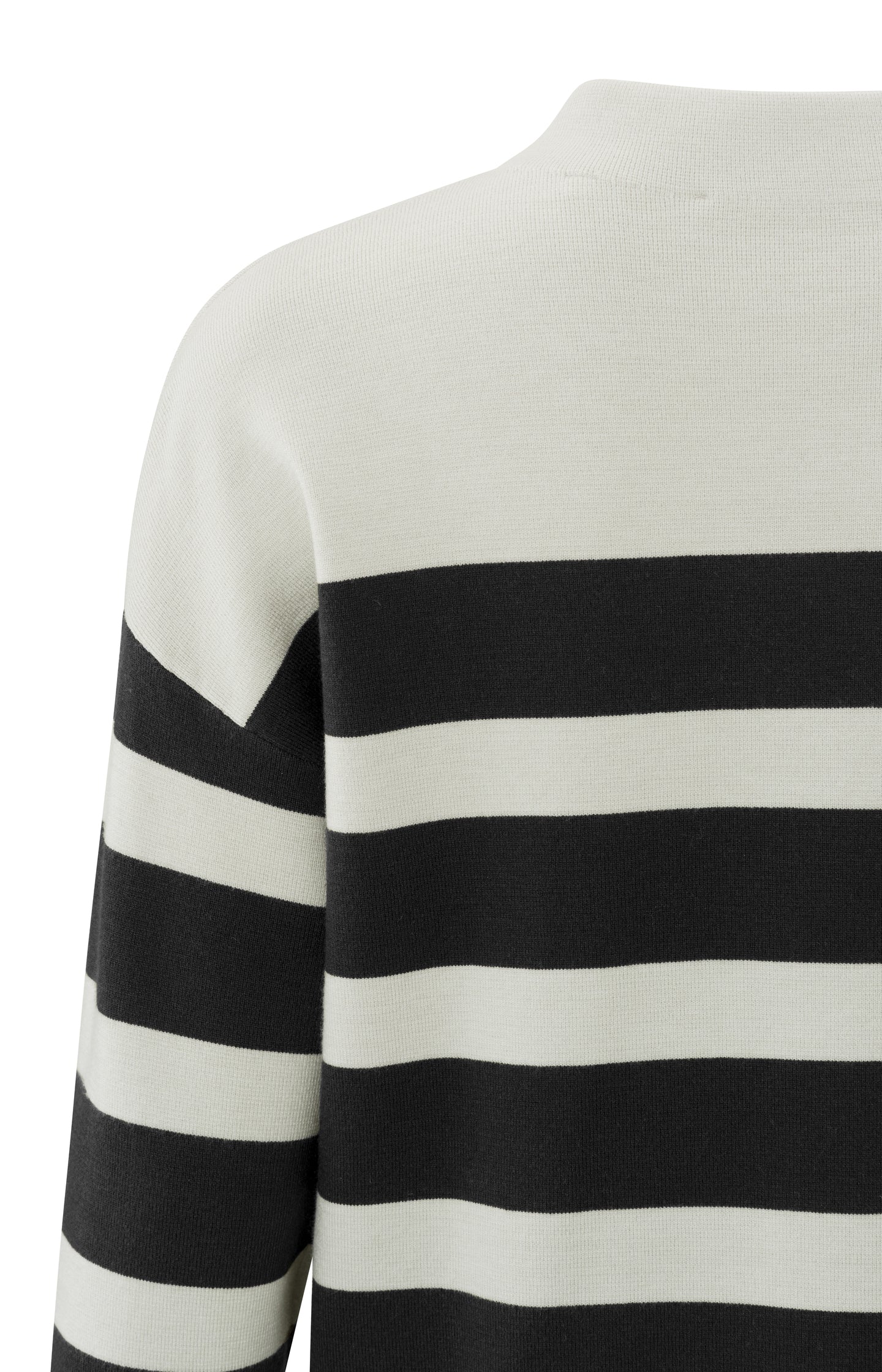 Sweater with high neck, long sleeves and stripes