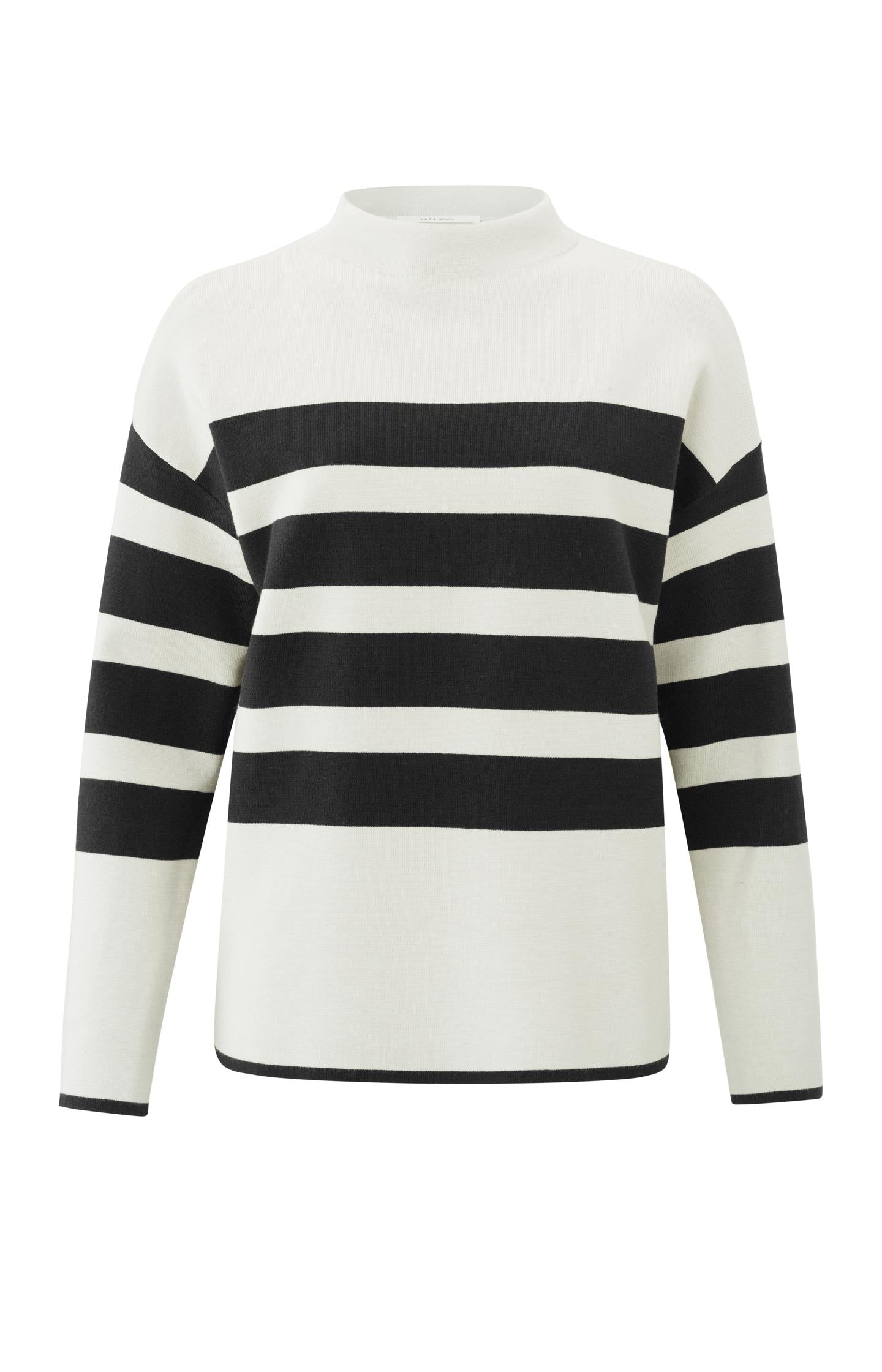 Sweater with high neck, long sleeves and stripes - Type: product