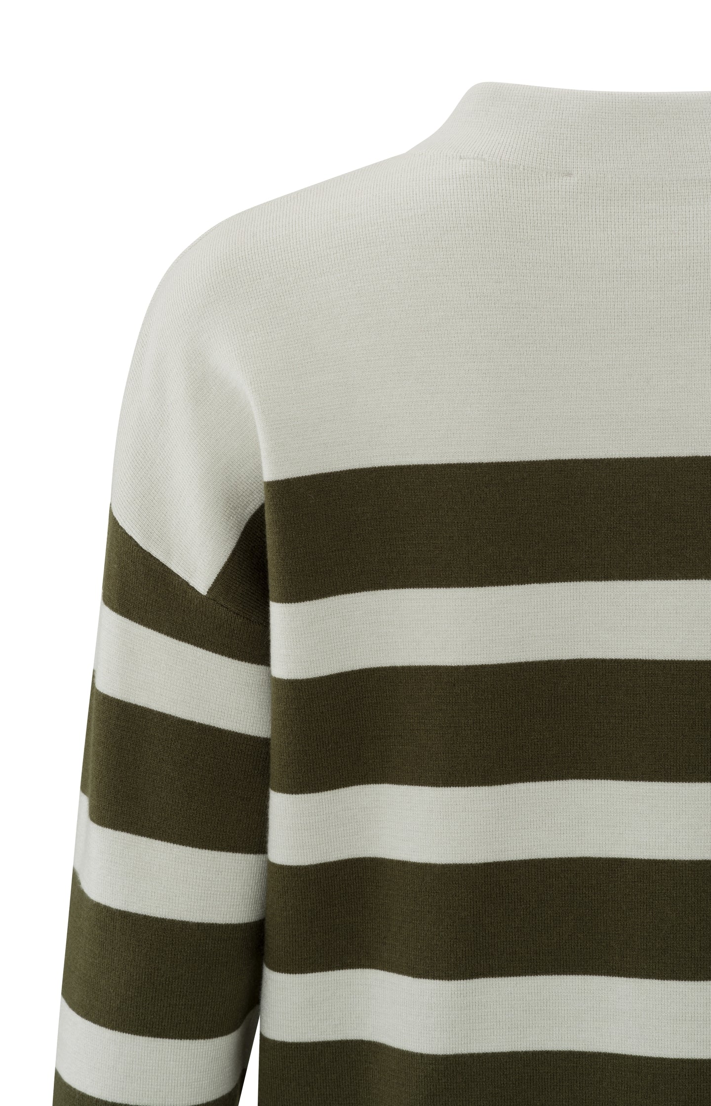 Sweater with high neck, long sleeves and stripes