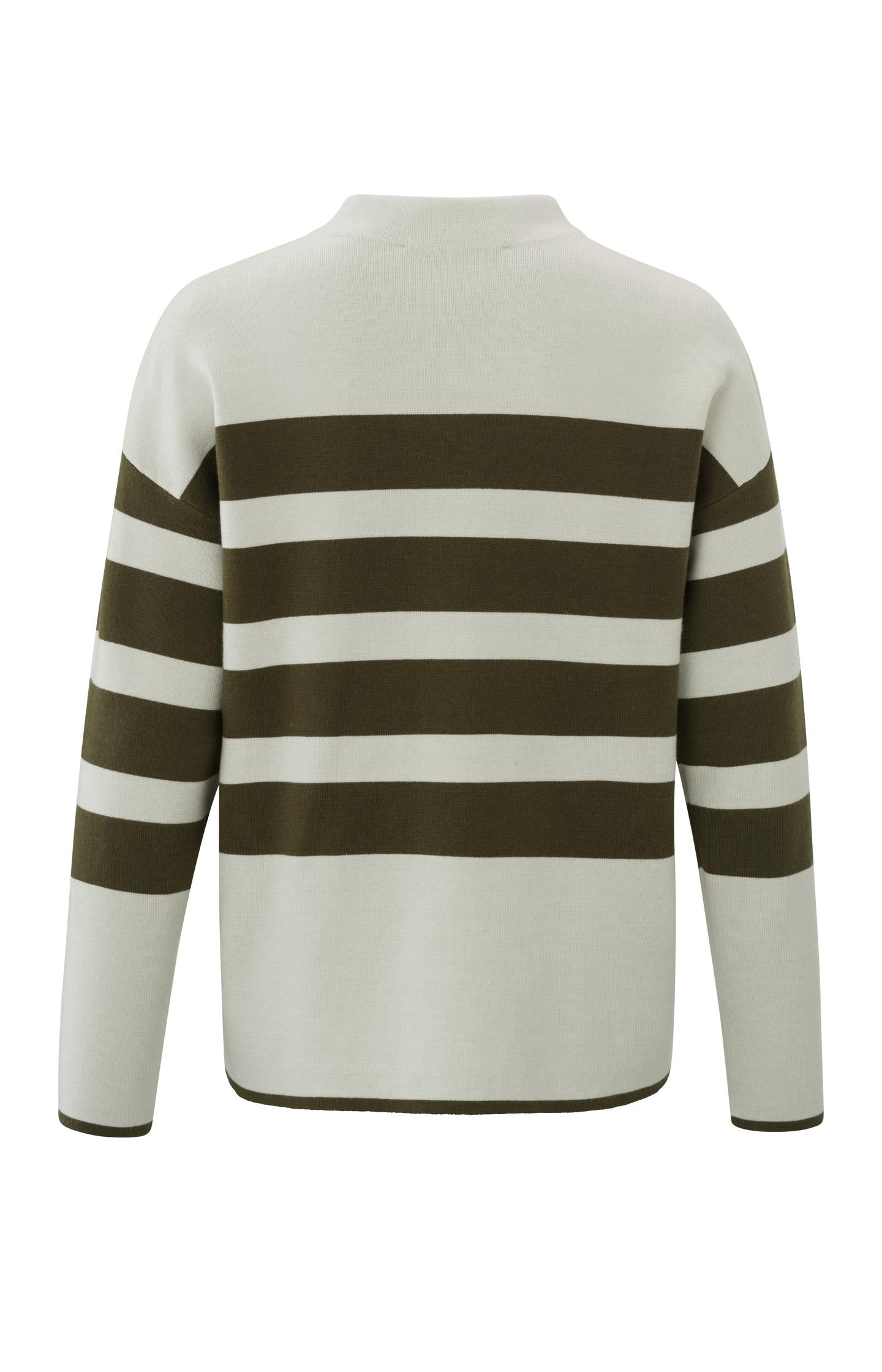 Sweater with high neck, long sleeves and stripes