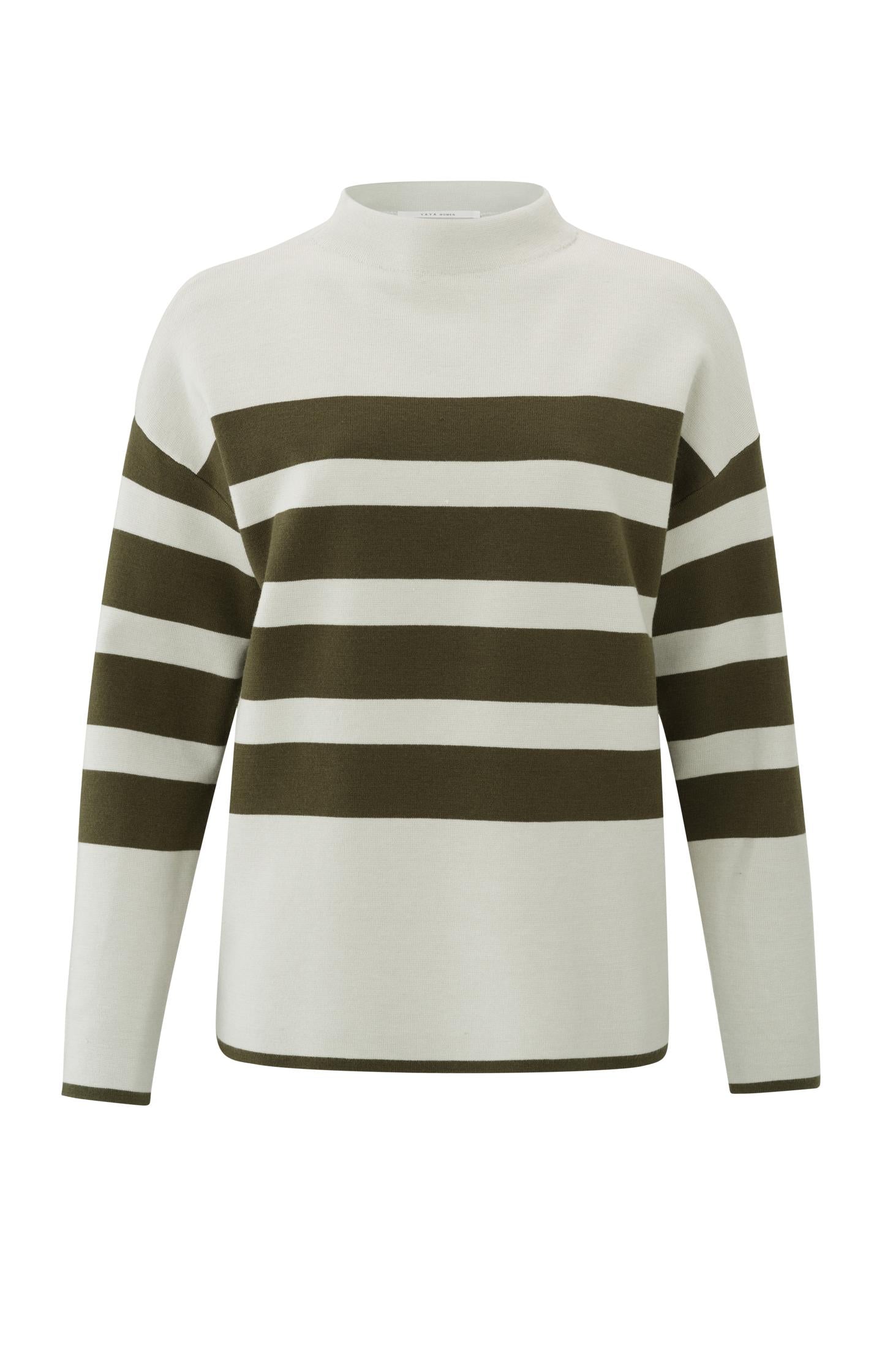 Sweater with high neck, long sleeves and stripes - Type: product