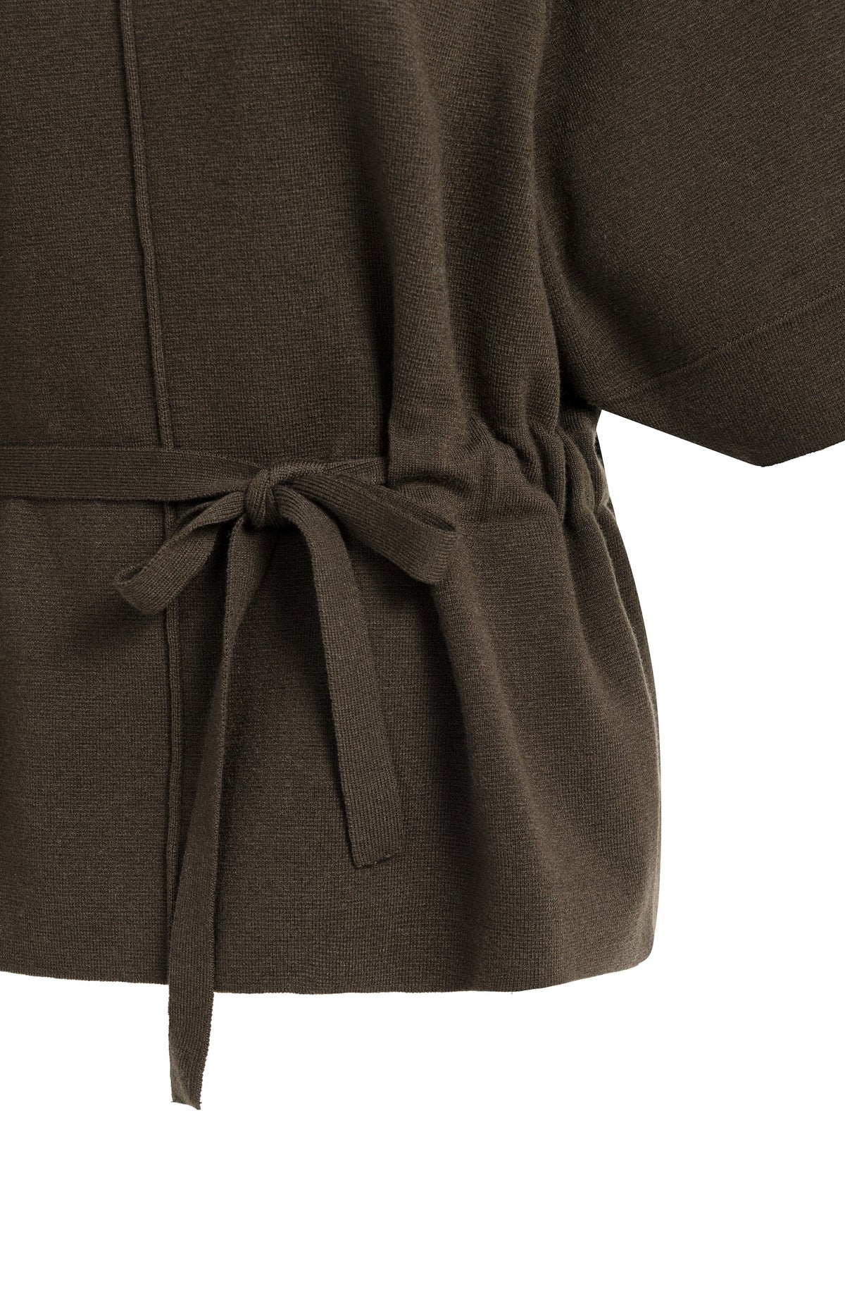 Pullover mit hohem Kragen und Bindegürtel - Delicioso Brown