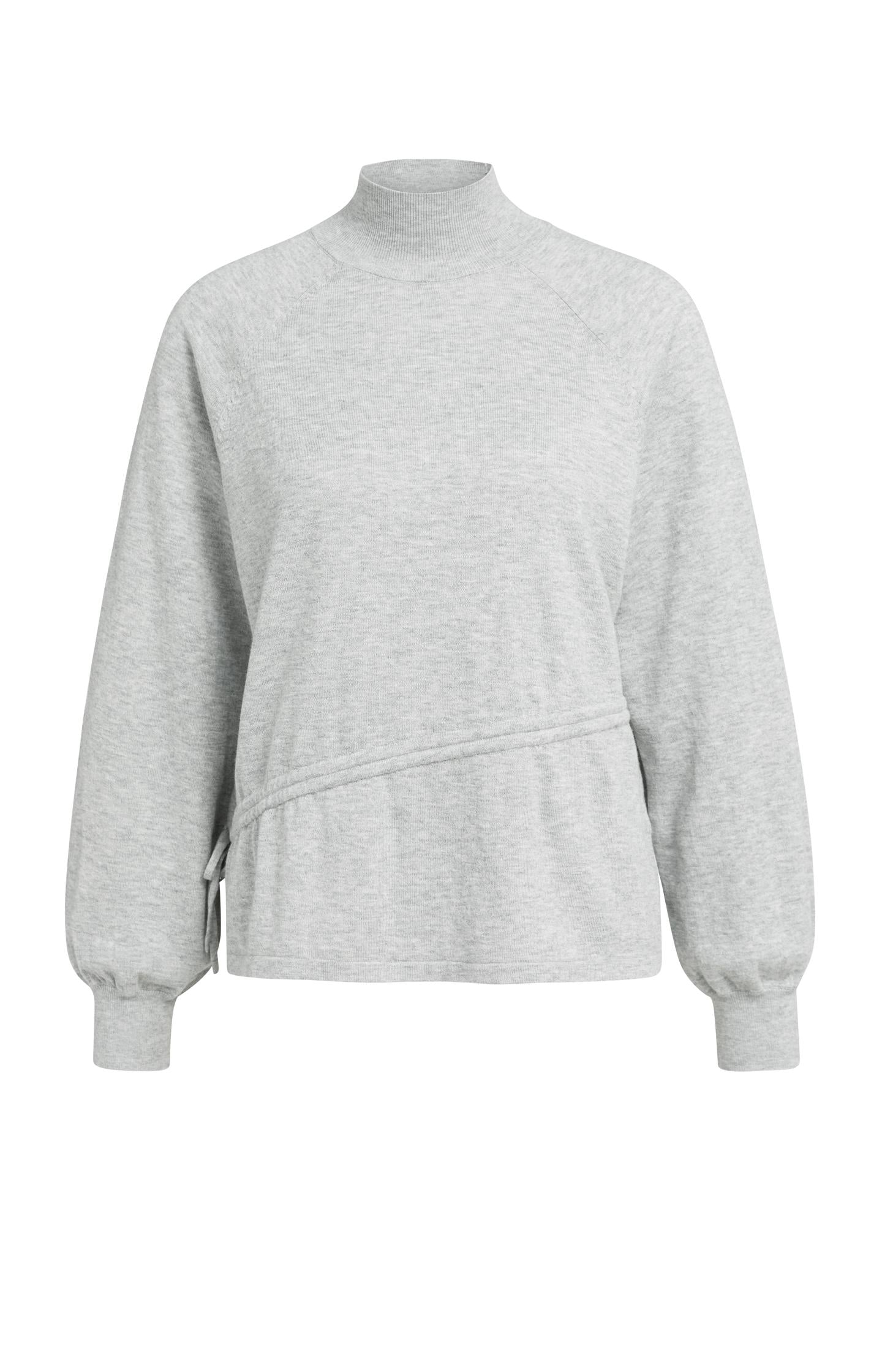 Sweater with high neckline and waist cord